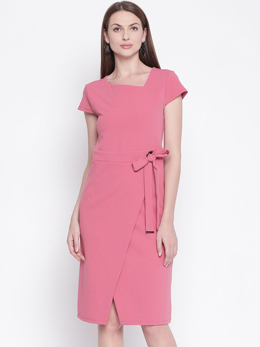 

Annabelle by Pantaloons Women Pink Solid Knitted Sheath Dress