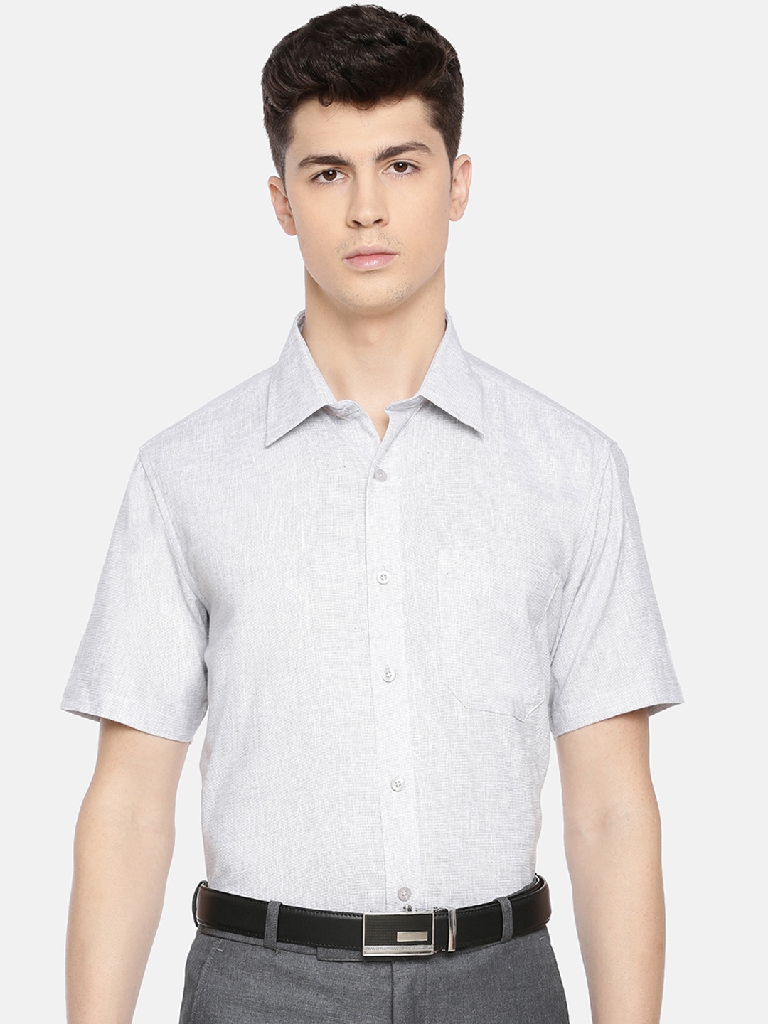 

Jansons Men Grey Regular Fit Solid Formal Shirt