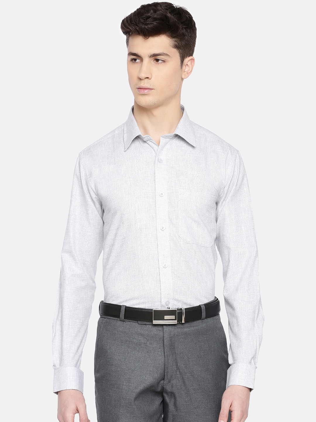 

Jansons Men Grey Regular Fit Solid Formal Shirt