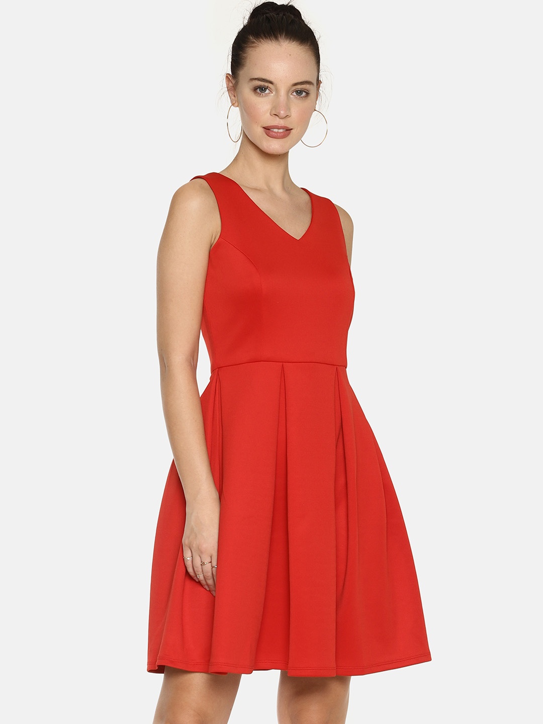 

AARA Women Red Solid Fit and Flare Dress