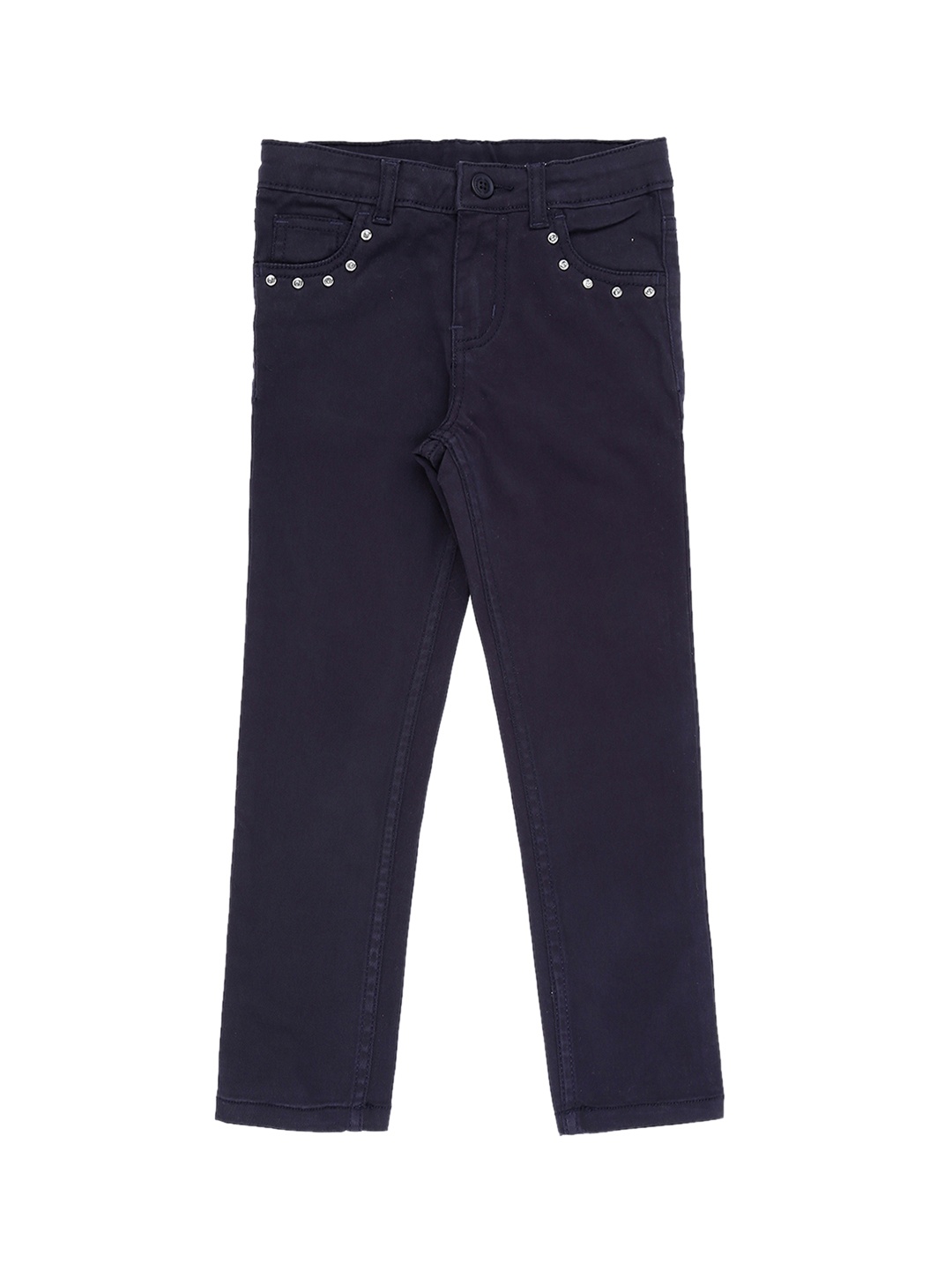 

Pantaloons Junior Girls Navy Blue Regular Fit Solid Regular Trousers