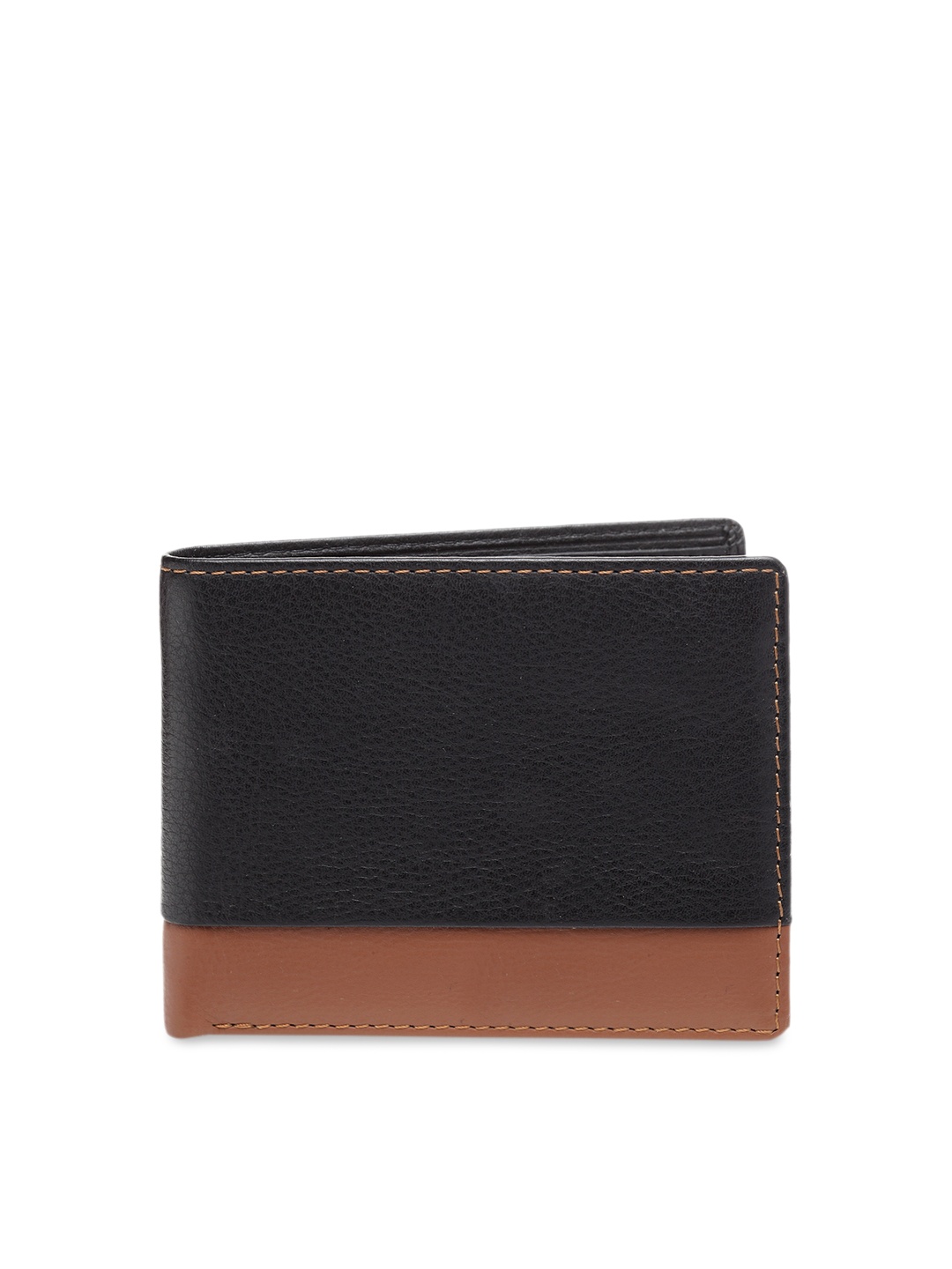 

amicraft Men Black Solid Leather Two Fold Wallet
