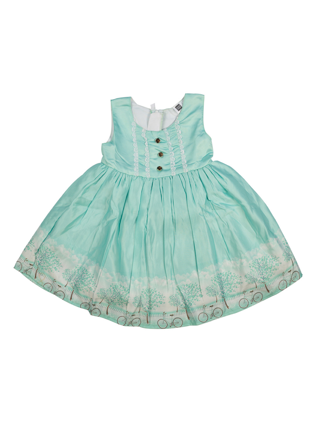 

MeeMee Girls Sea Green Printed Fit and Flare Dress