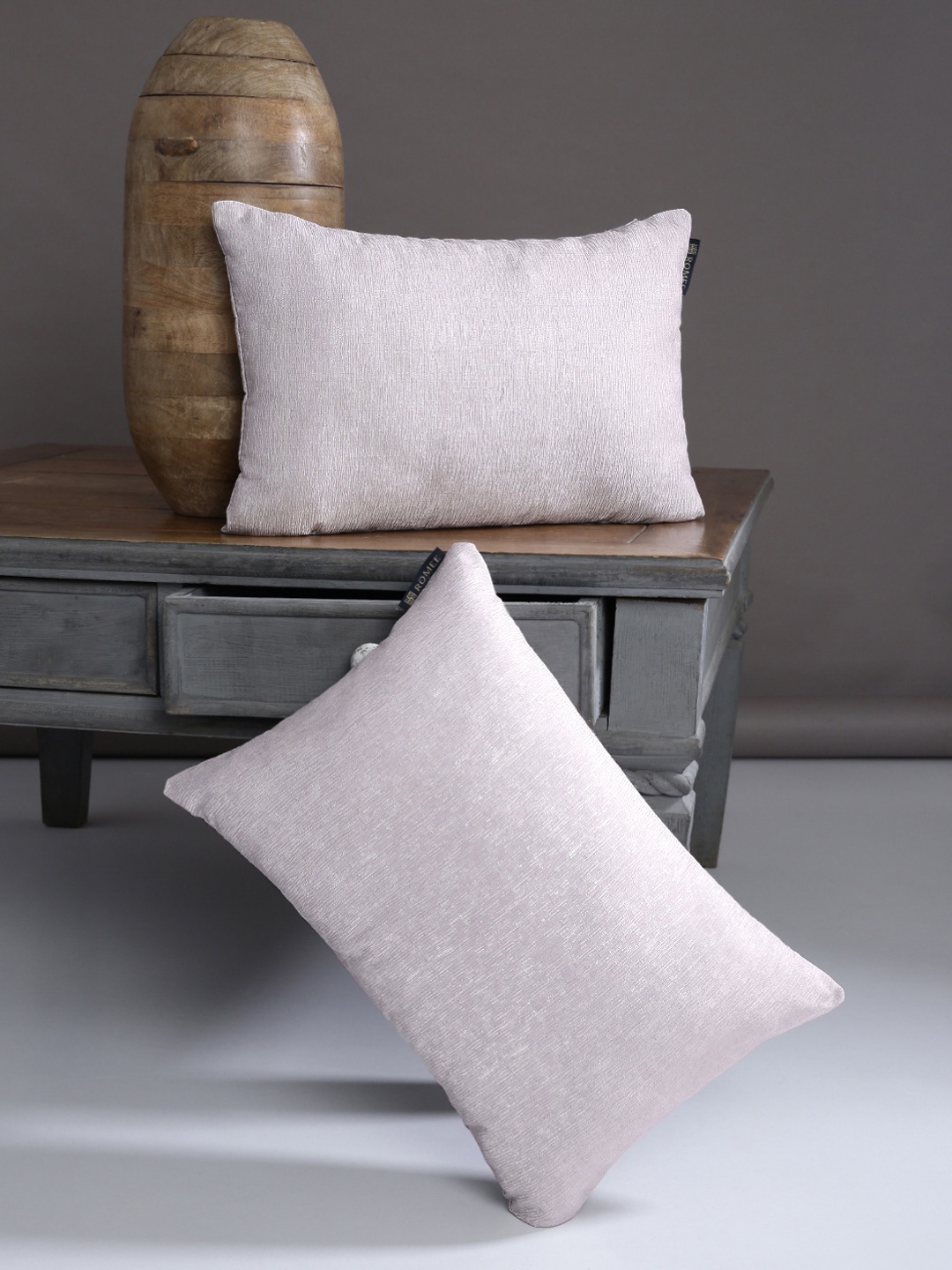 

ROMEE Silver-Toned Set of 2 Self Design Rectangle Cushion Covers