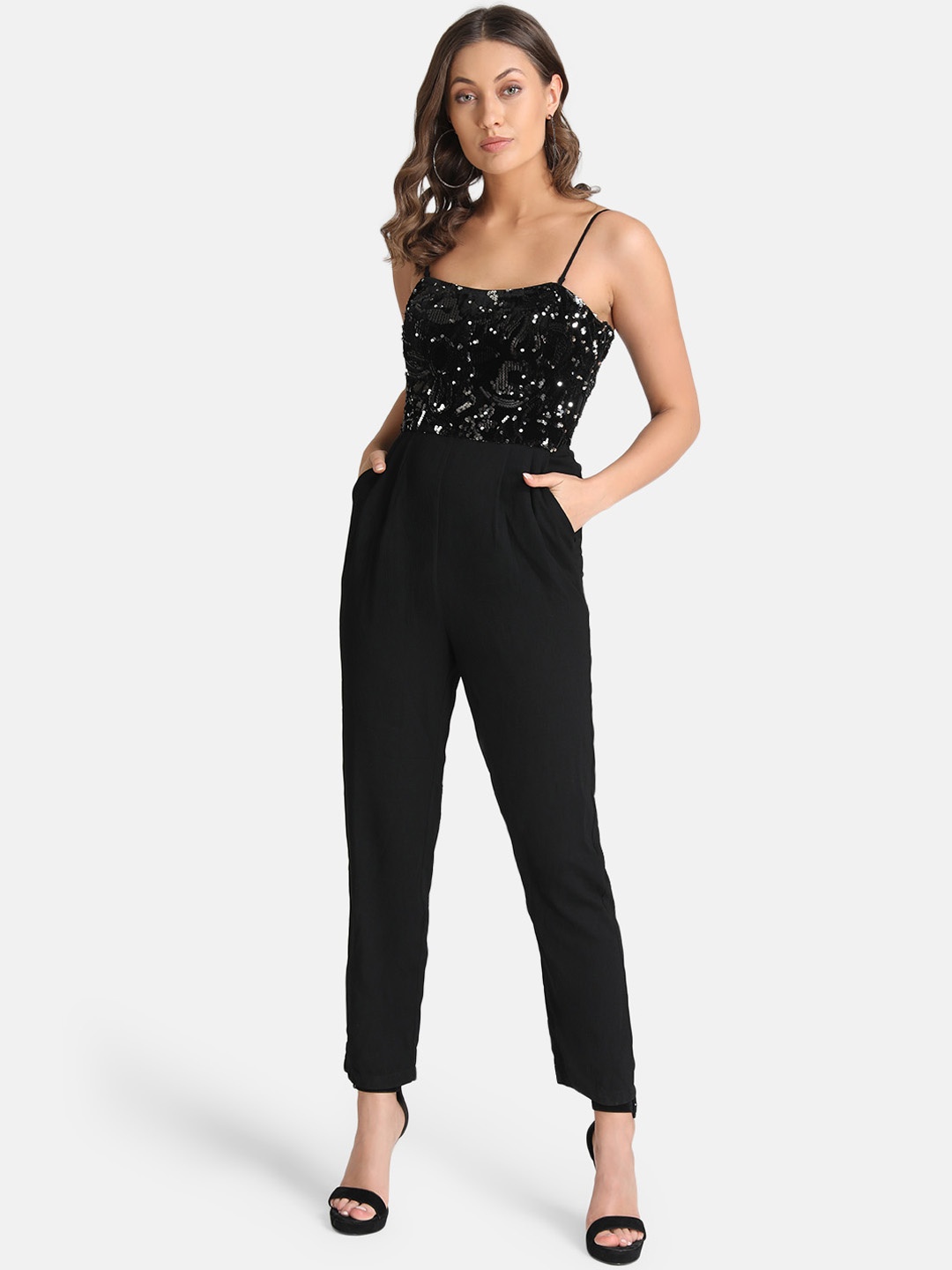 

Kazo Women Black Embellished Basic Jumpsuit