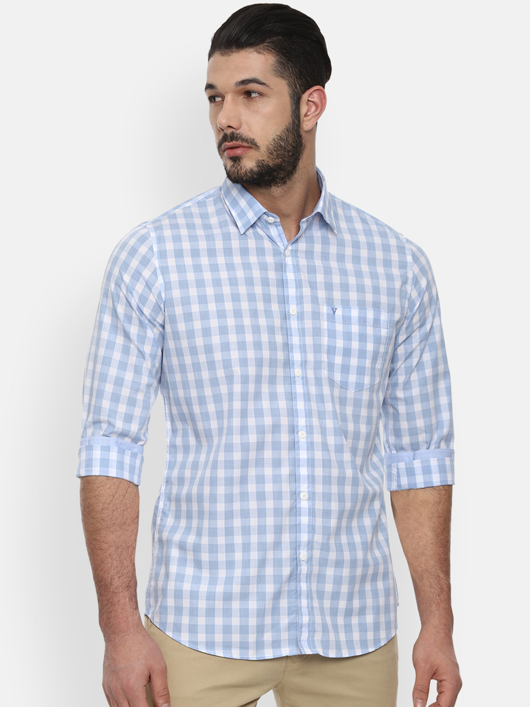 

Van Heusen Sport Men Blue & White Slim Fit Checked Casual Shirt