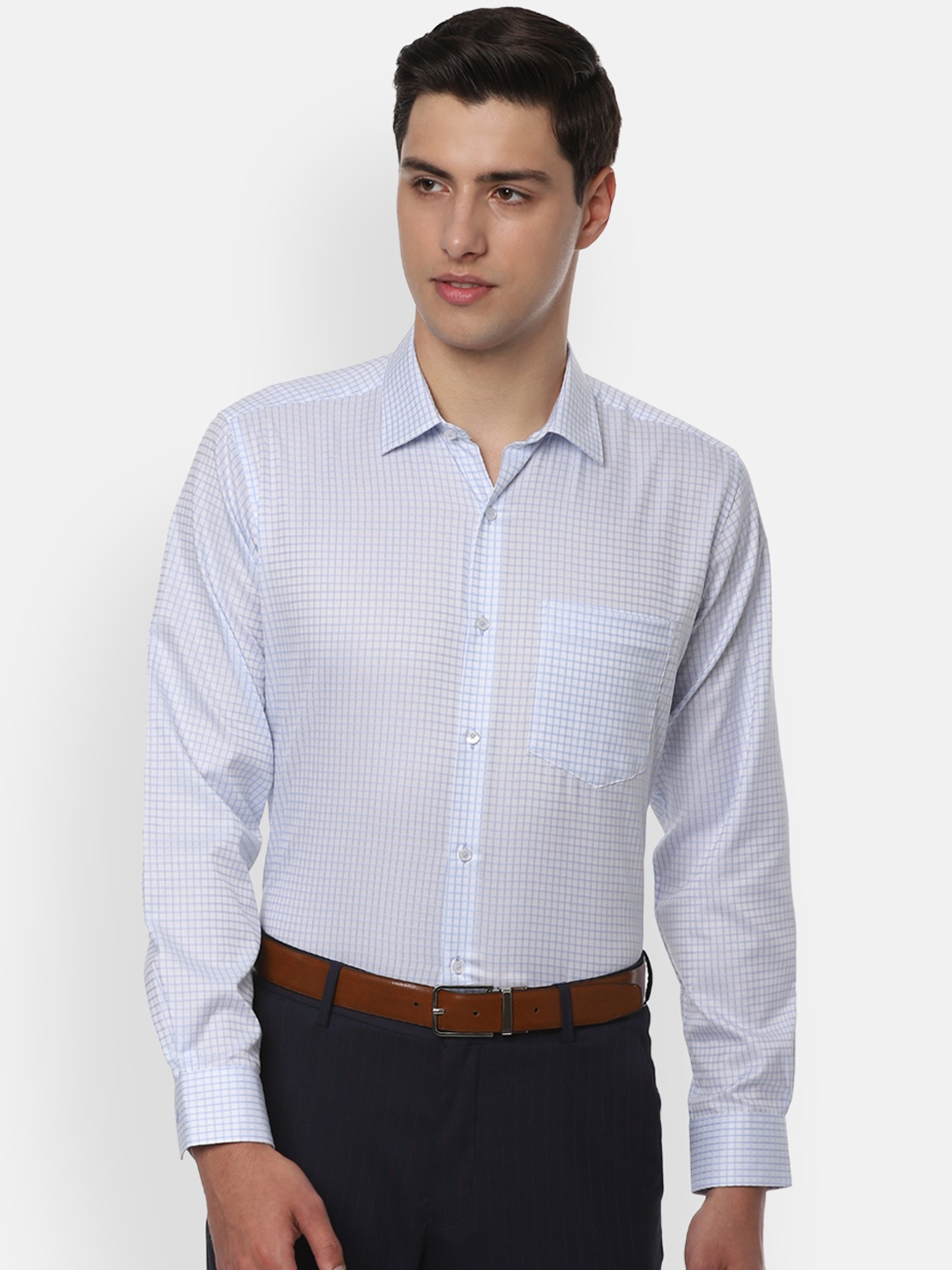 

Van Heusen Men Blue Regular Fit Checked Formal Shirt