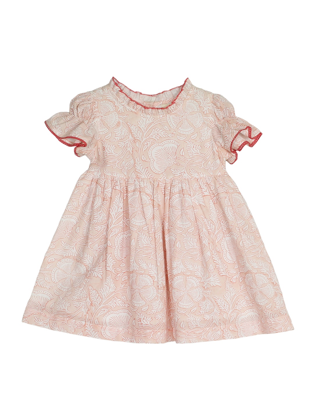 

My Little Lambs Girls Pink Printed Fit and Flare Dress