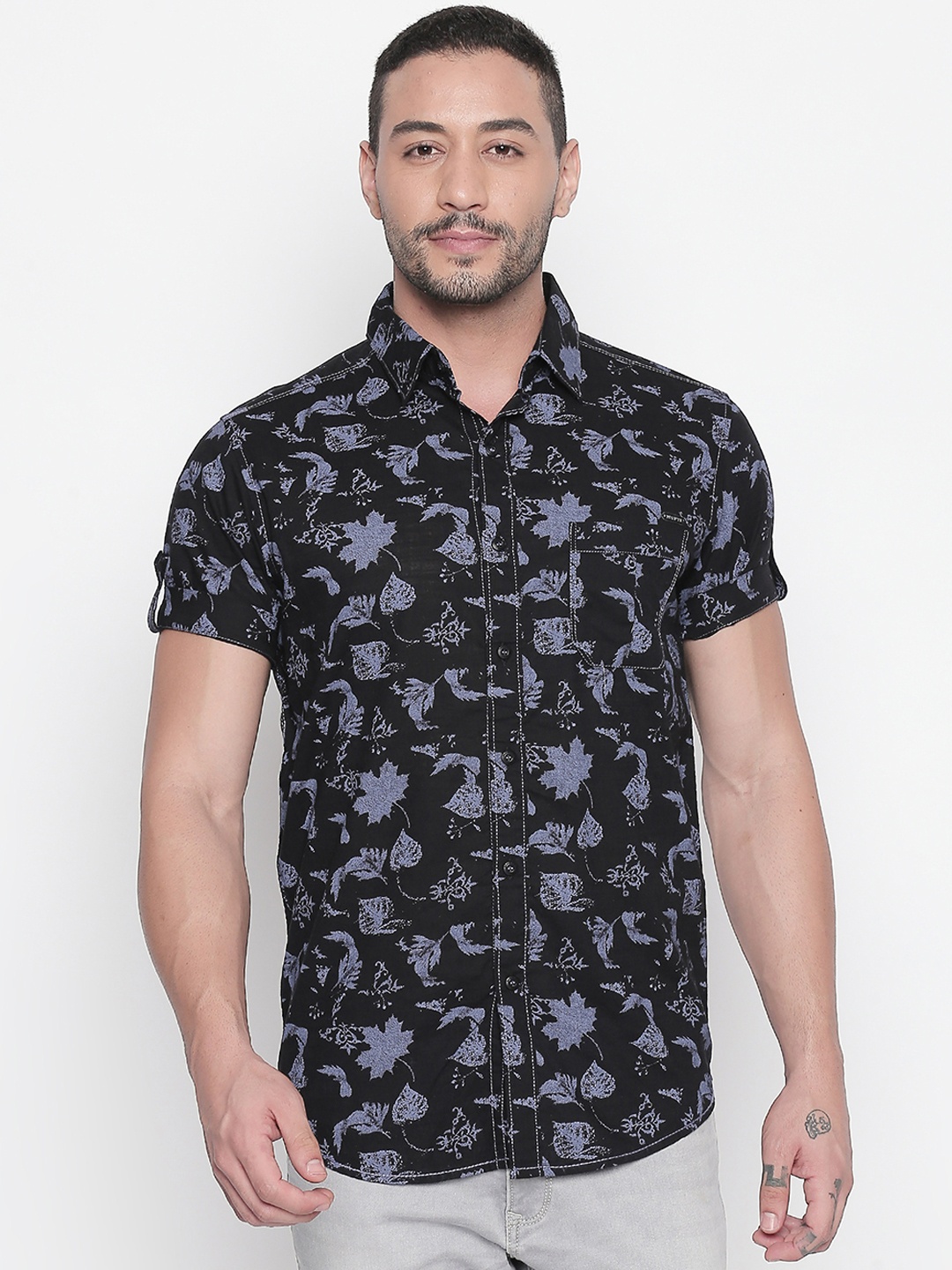 

Mufti Men Black Slim Fit Printed Casual Shirt
