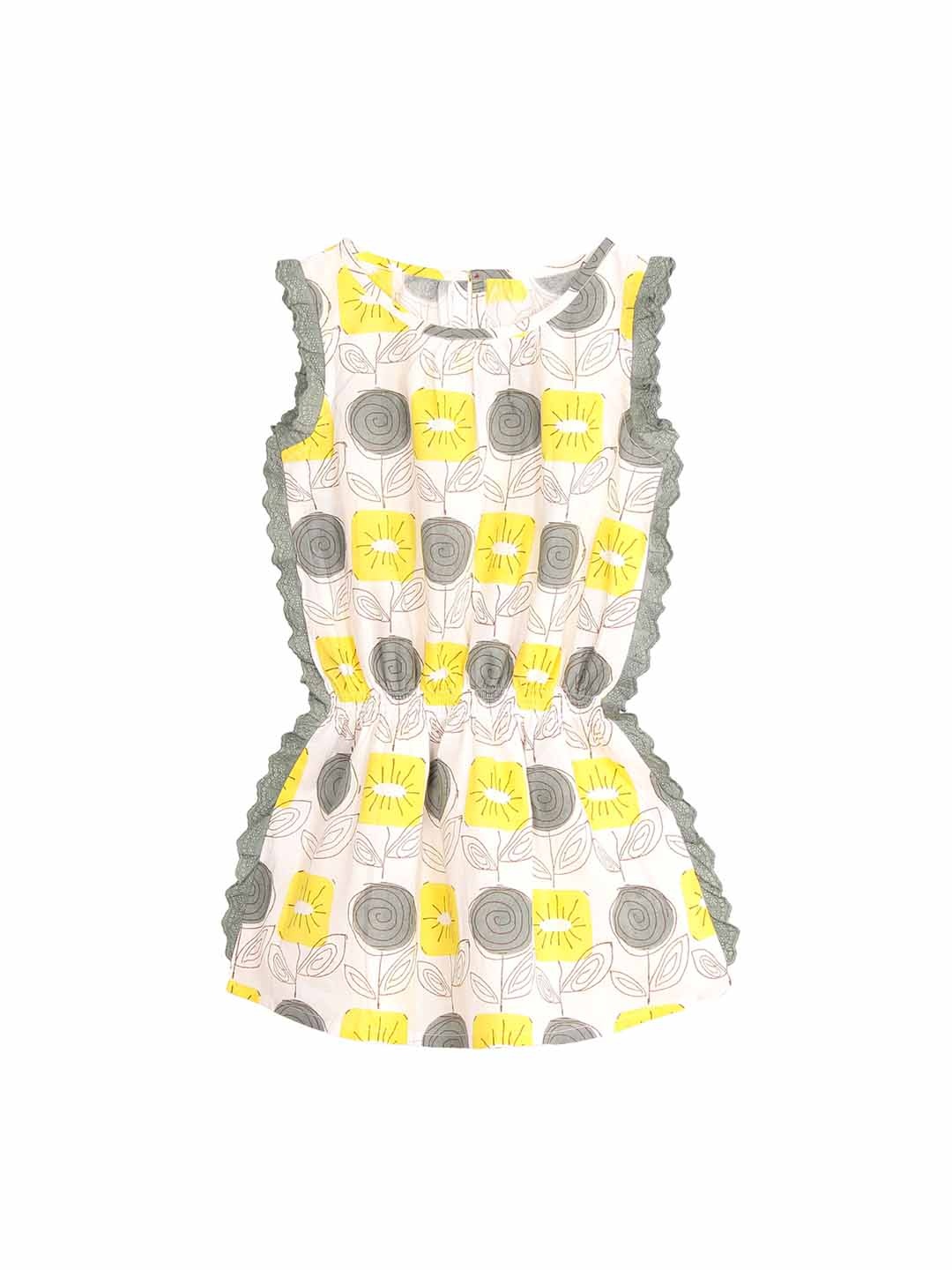 

My Little Lambs Girls Beige Printed Fit and Flare Dress