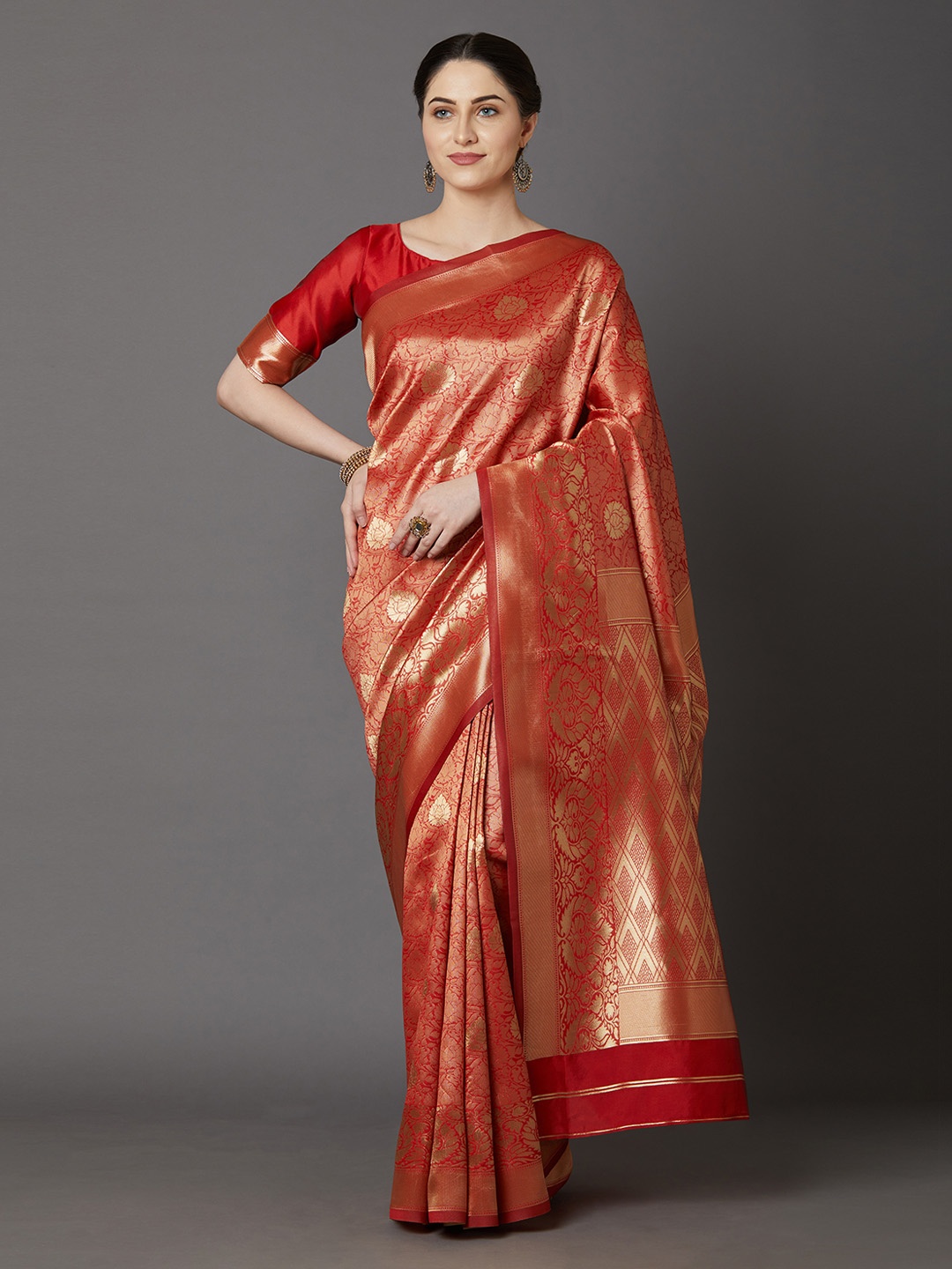 

Mitera Red & Golden Woven Design Banarasi Saree