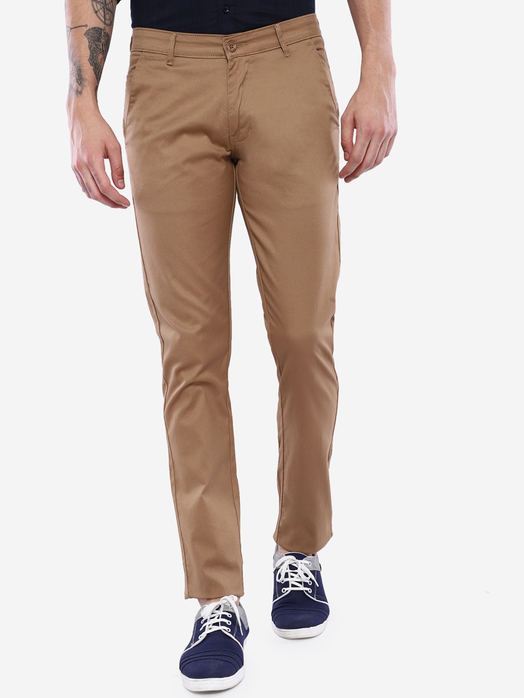 

Duke Men Brown Solid Slim Fit Solid Regular Trousers