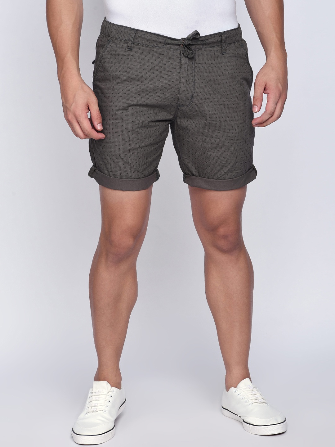 

beevee Men Grey Printed Regular Fit Regular Shorts
