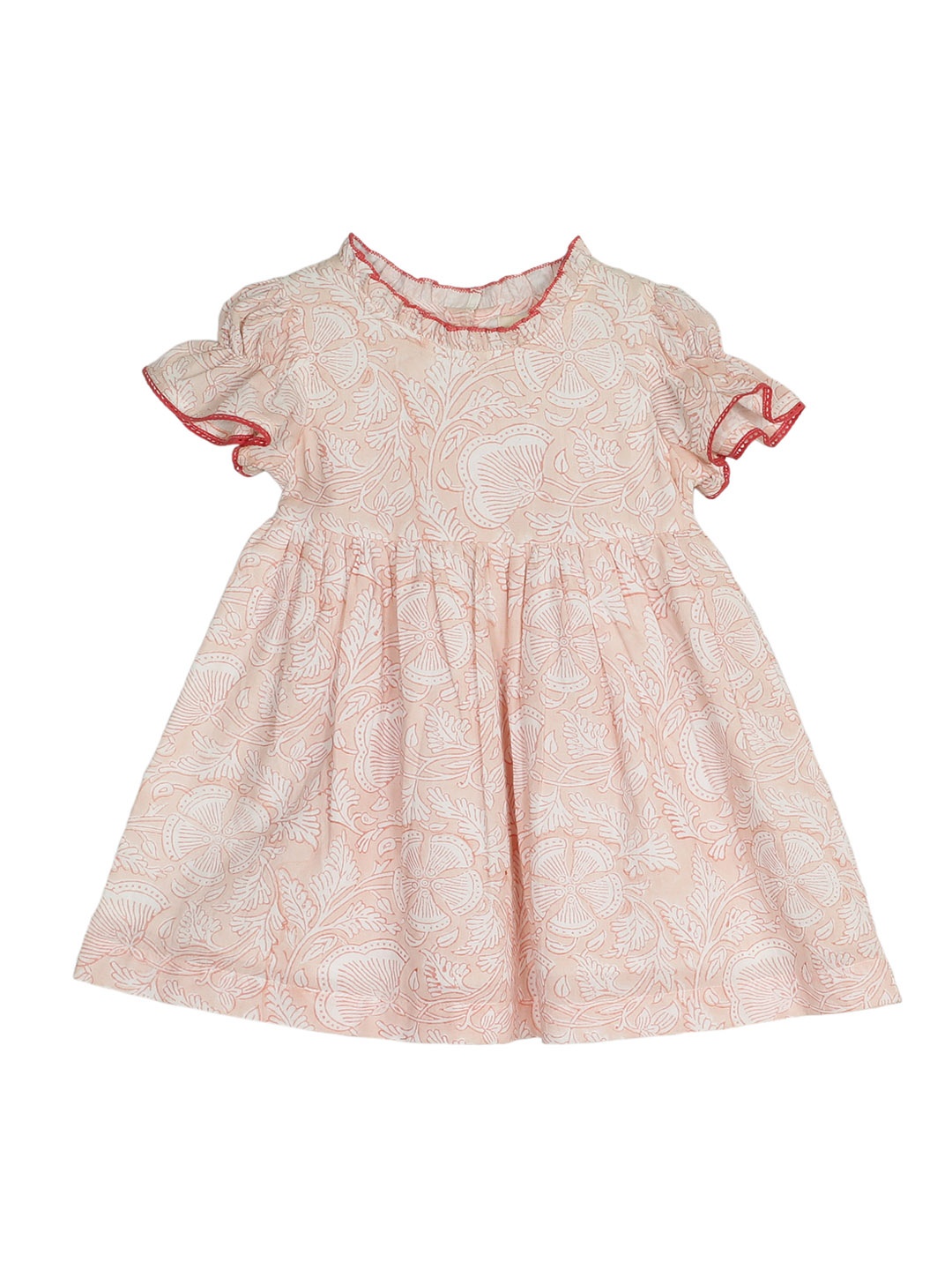 

My Little Lambs Girls Pink Printed Fit and Flare Dress