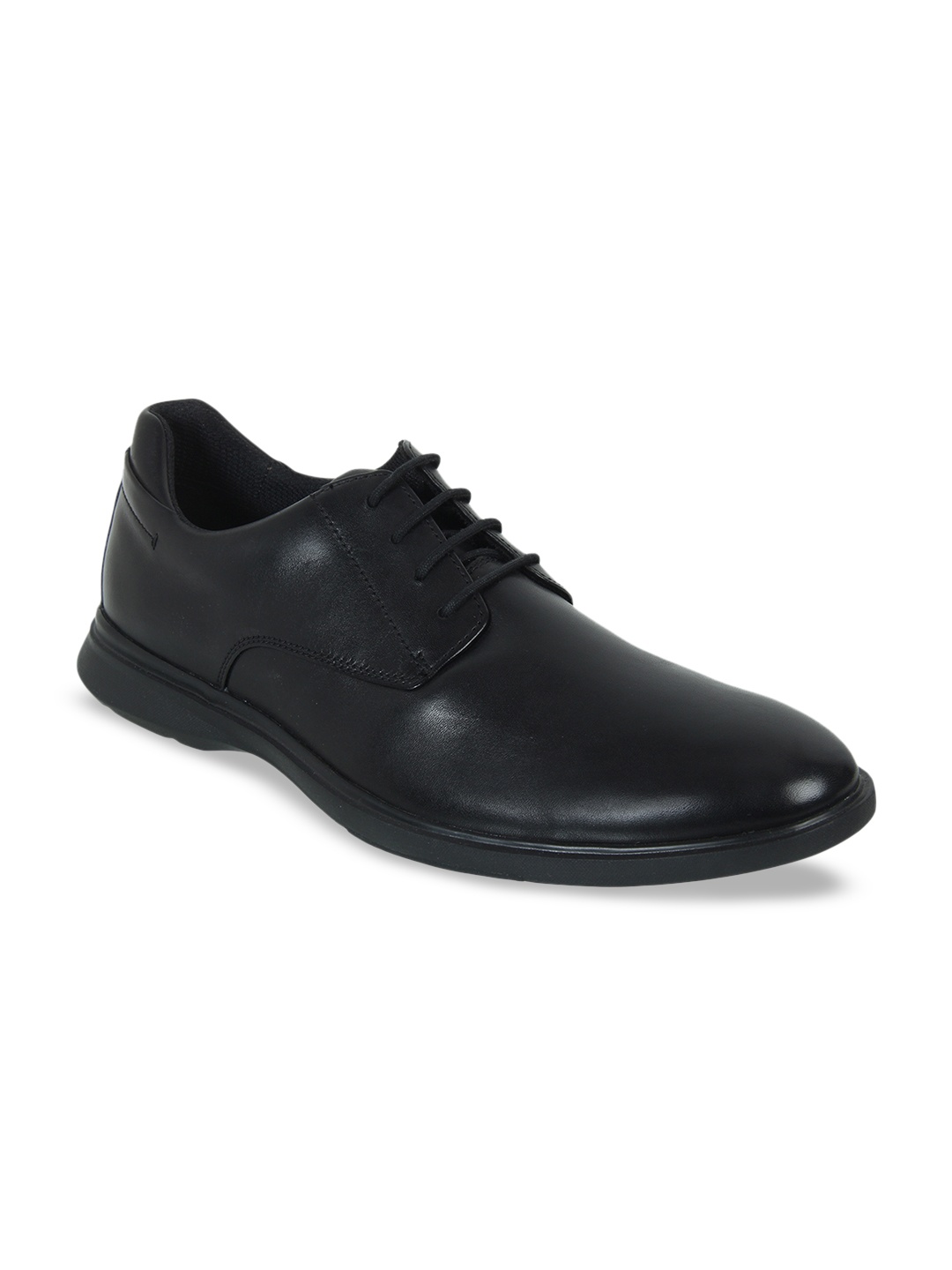 

Clarks Men Black Solid Leather Formal Derbys