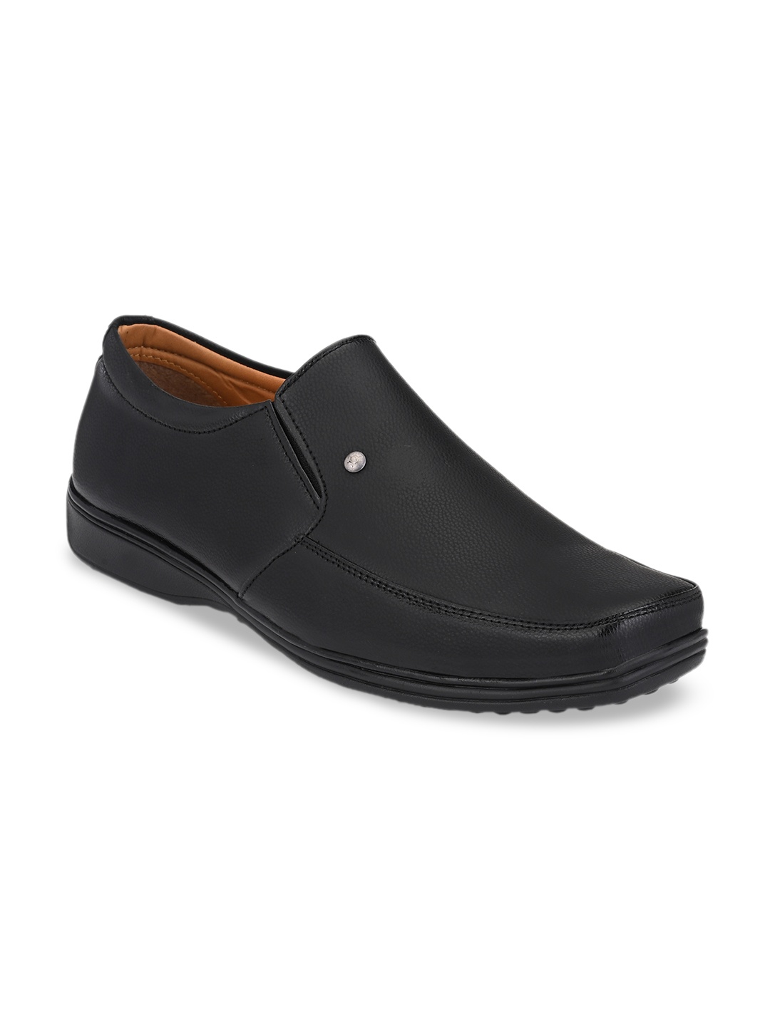 

John Karsun Men Black Solid Formal Slip-Ons