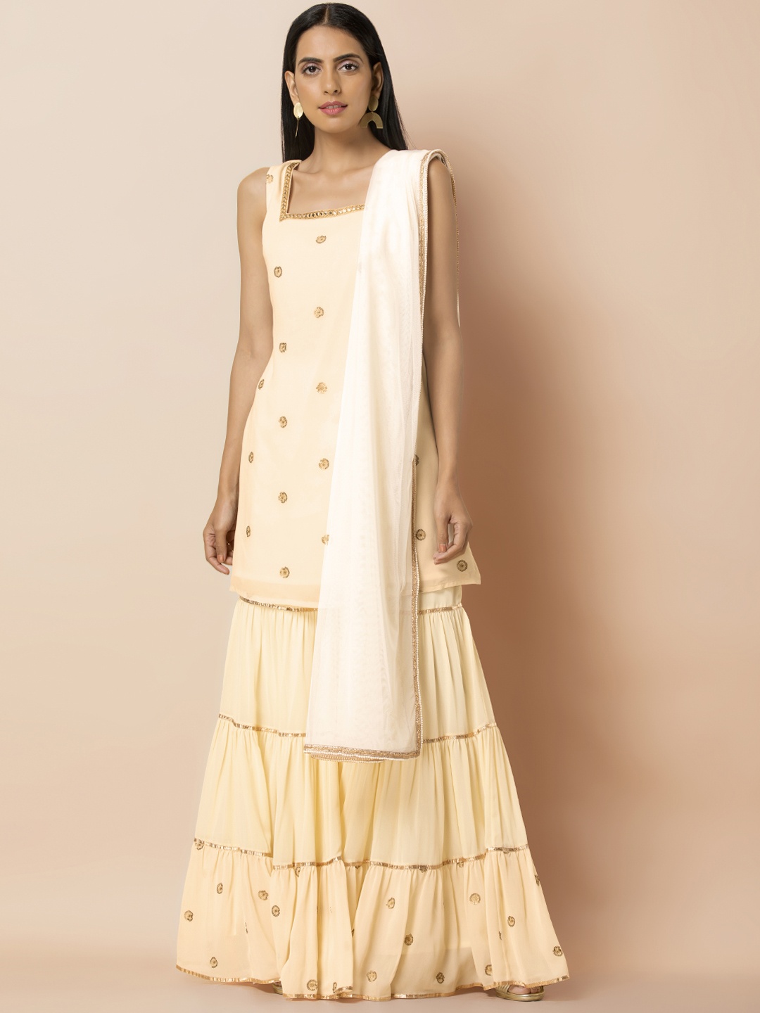 

INDYA White Solid Dupatta