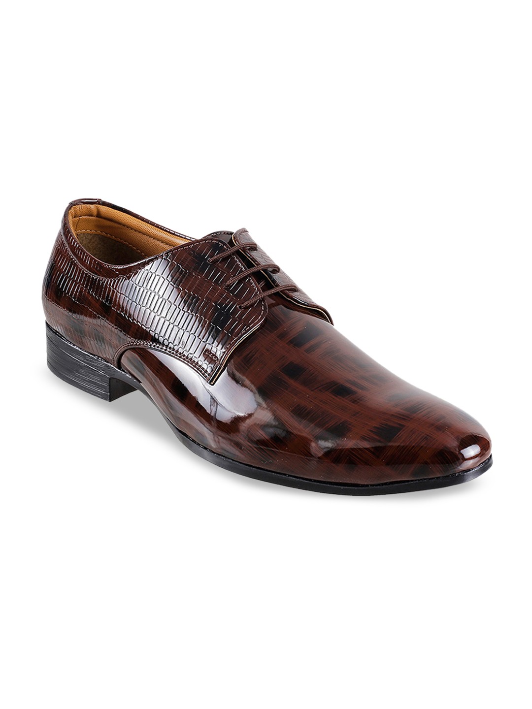 

WALKWAY by Metro Men Brown Textured Formal Derbys