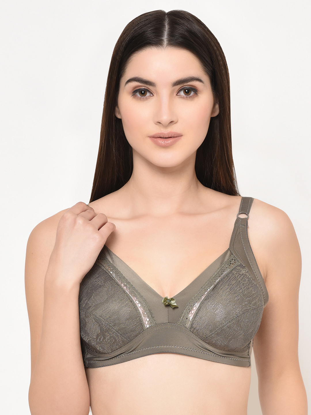 

Da Intimo Charcoal Grey Lace Non-Wired Non Padded Everyday Bra DI-1274-C20