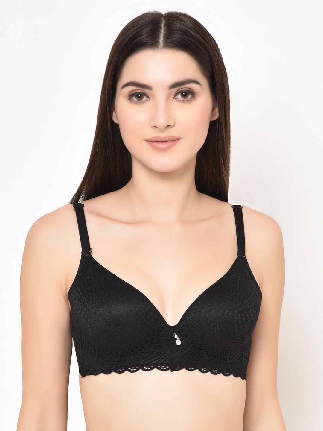 

Da Intimo Black Lace Underwired Lightly Padded Everyday Bra DI-1278-C20