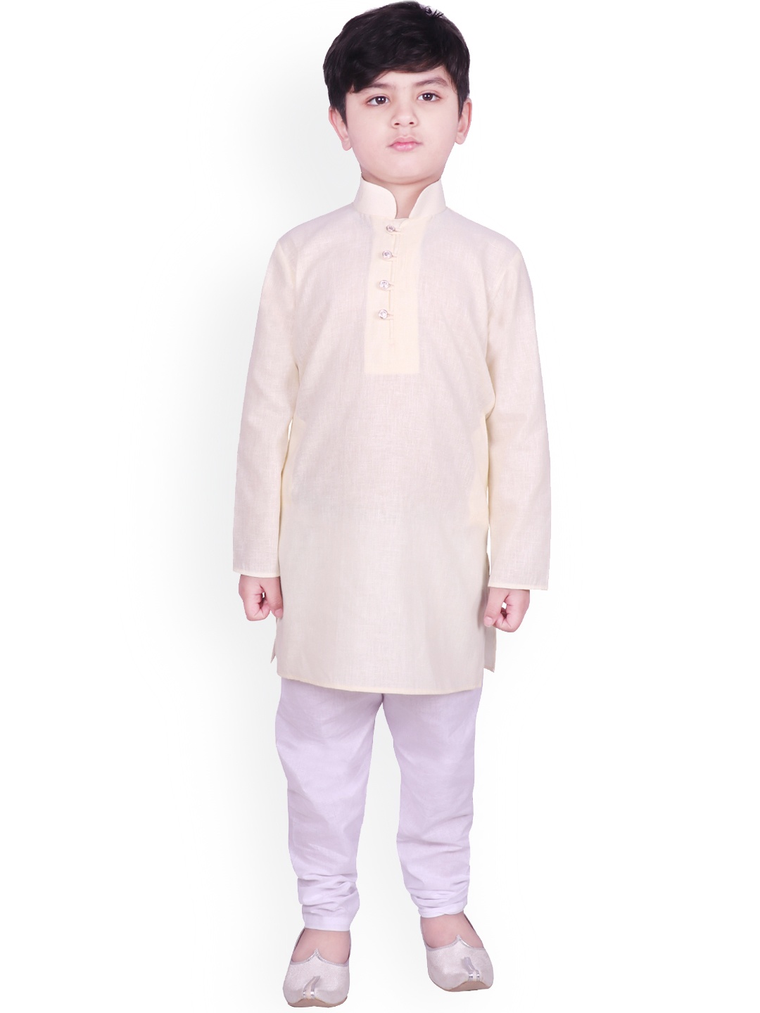 SG YUVRAJ Boys Cream-Coloured & White Solid Kurta with Pyjamas