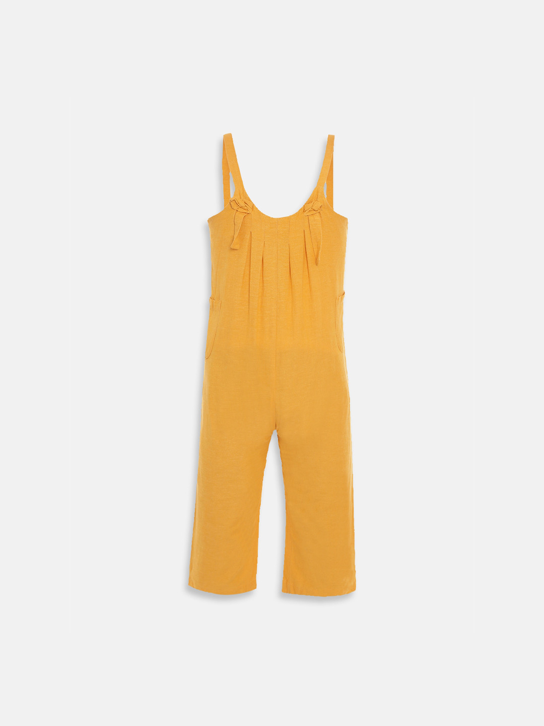 

Oxolloxo Girls Mustard Yellow Solid Basic Jumpsuit