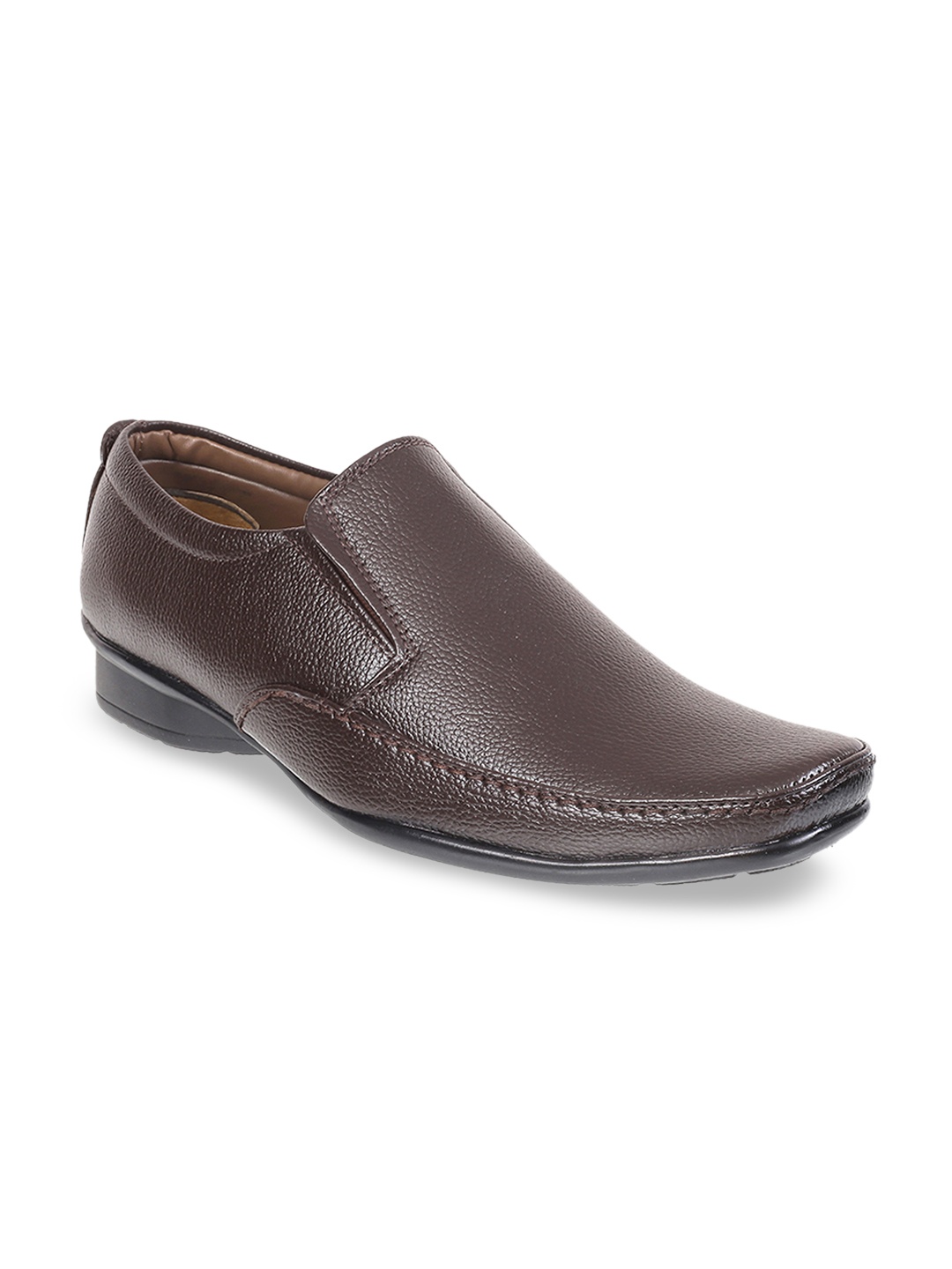 

WALKWAY by Metro Men Brown Solid Formal Slip-Ons