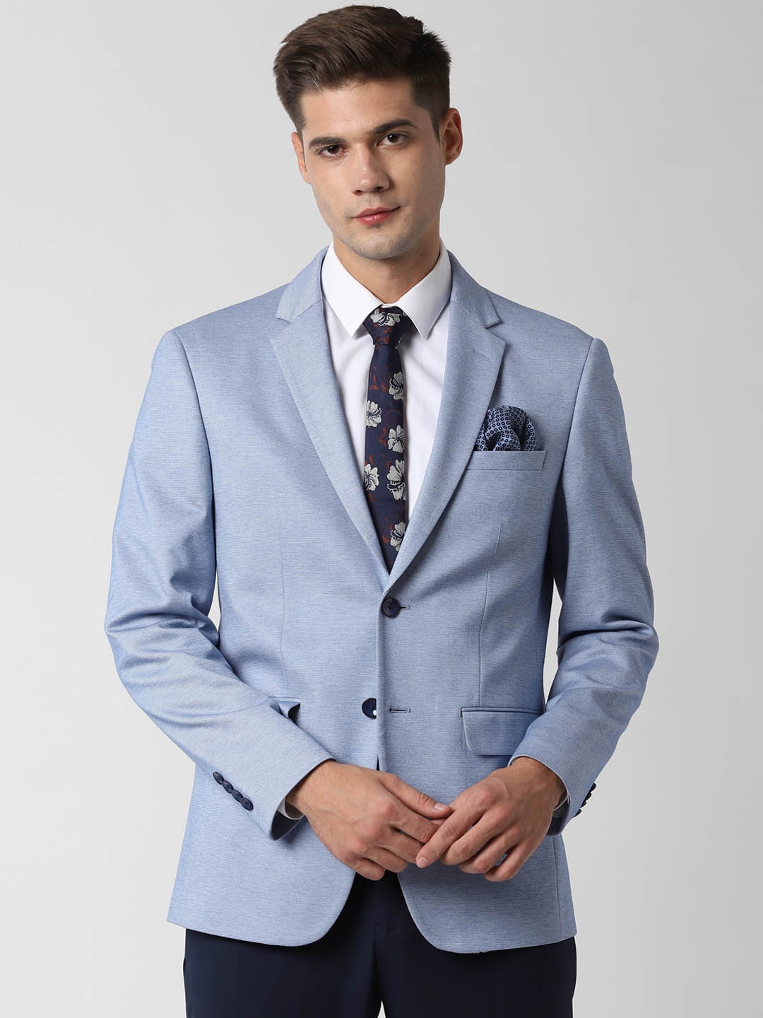 

Peter England Men Blue Solid Slim-Fit Single-Breasted Casual Blazer
