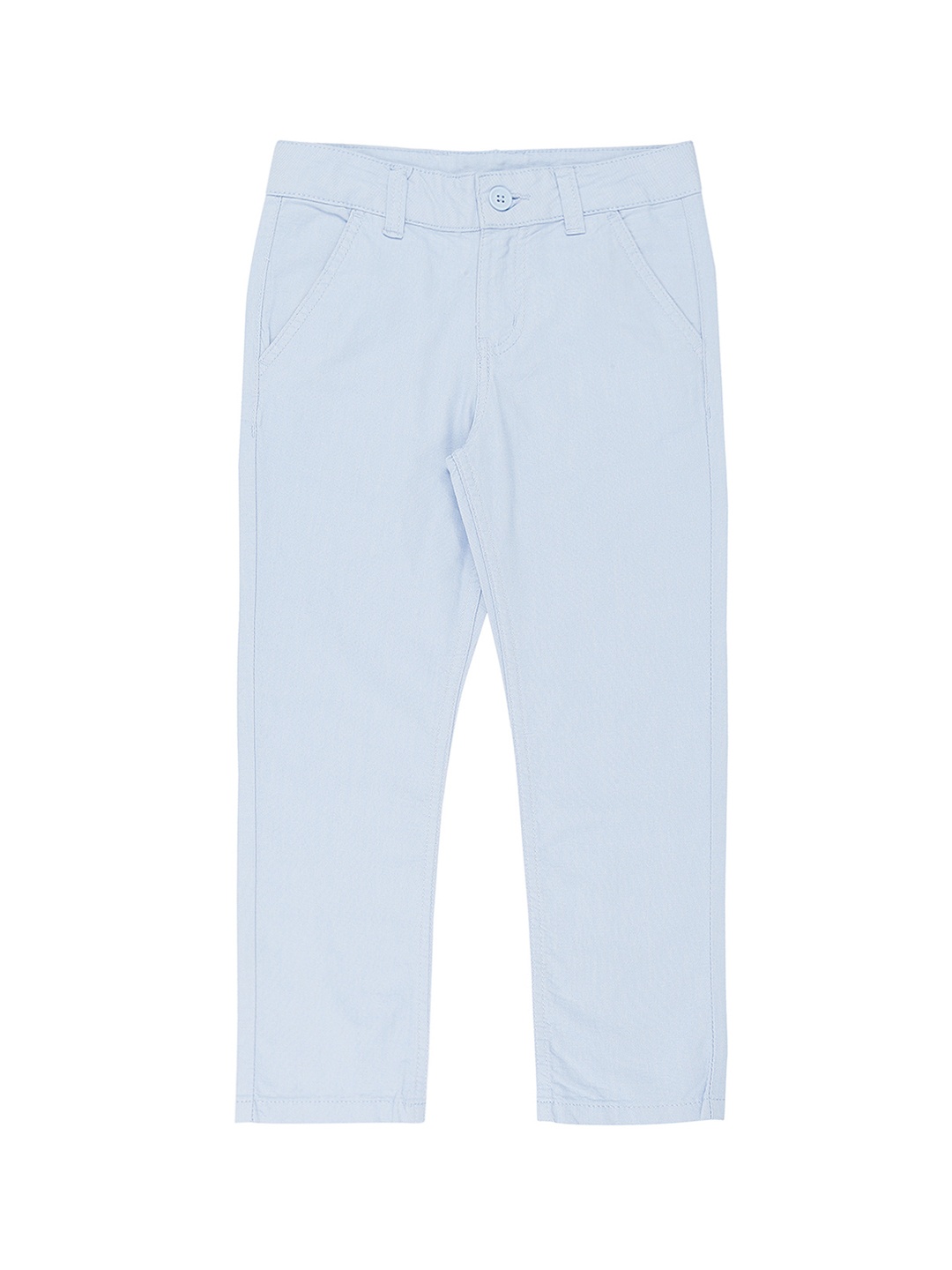 

Pantaloons Junior Boys Blue Regular Fit Solid Regular Trousers