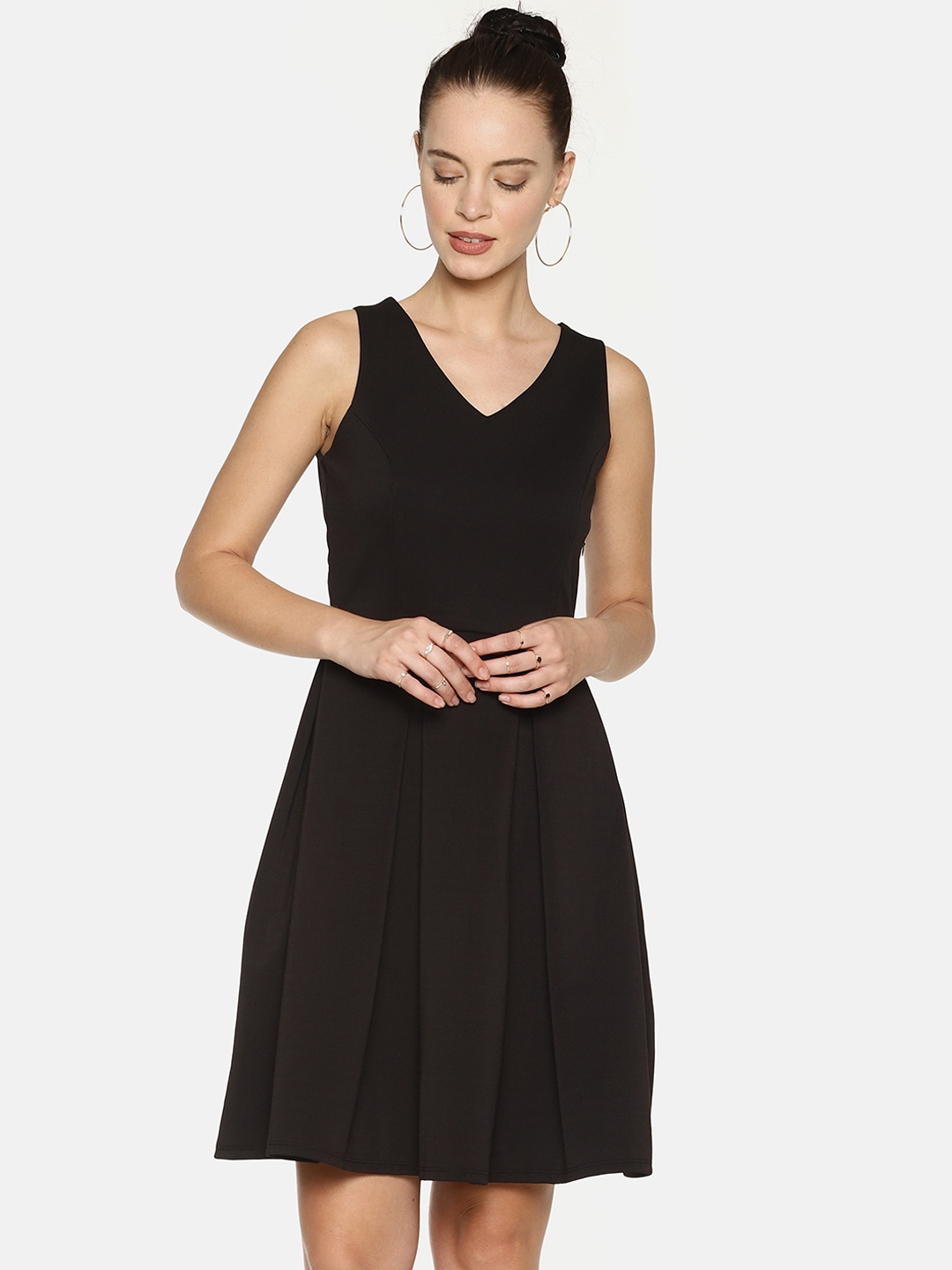 

AARA Women Black Solid Fit and Flare Dress