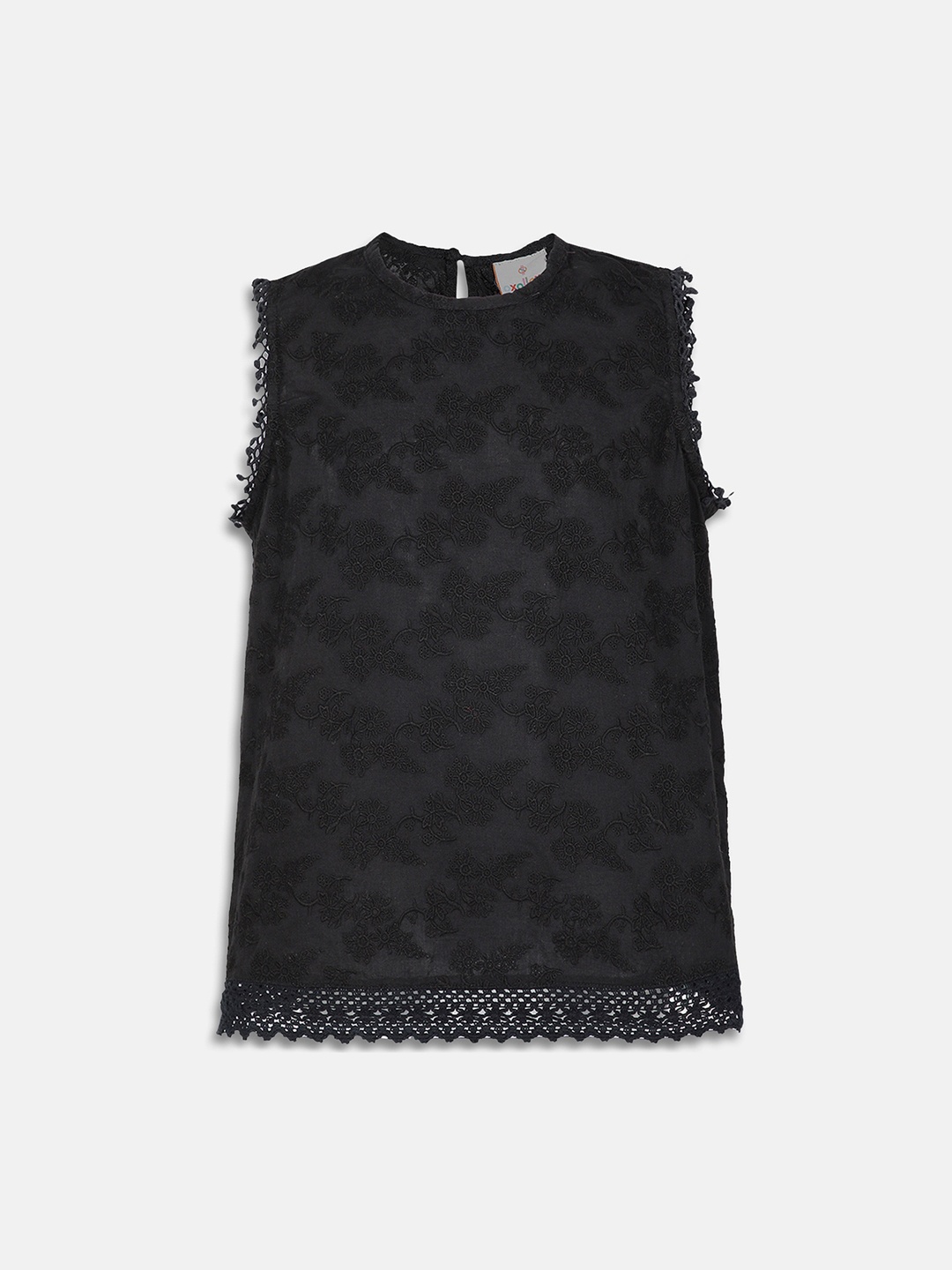 

Oxolloxo Girls Black Self Design A-Line Top