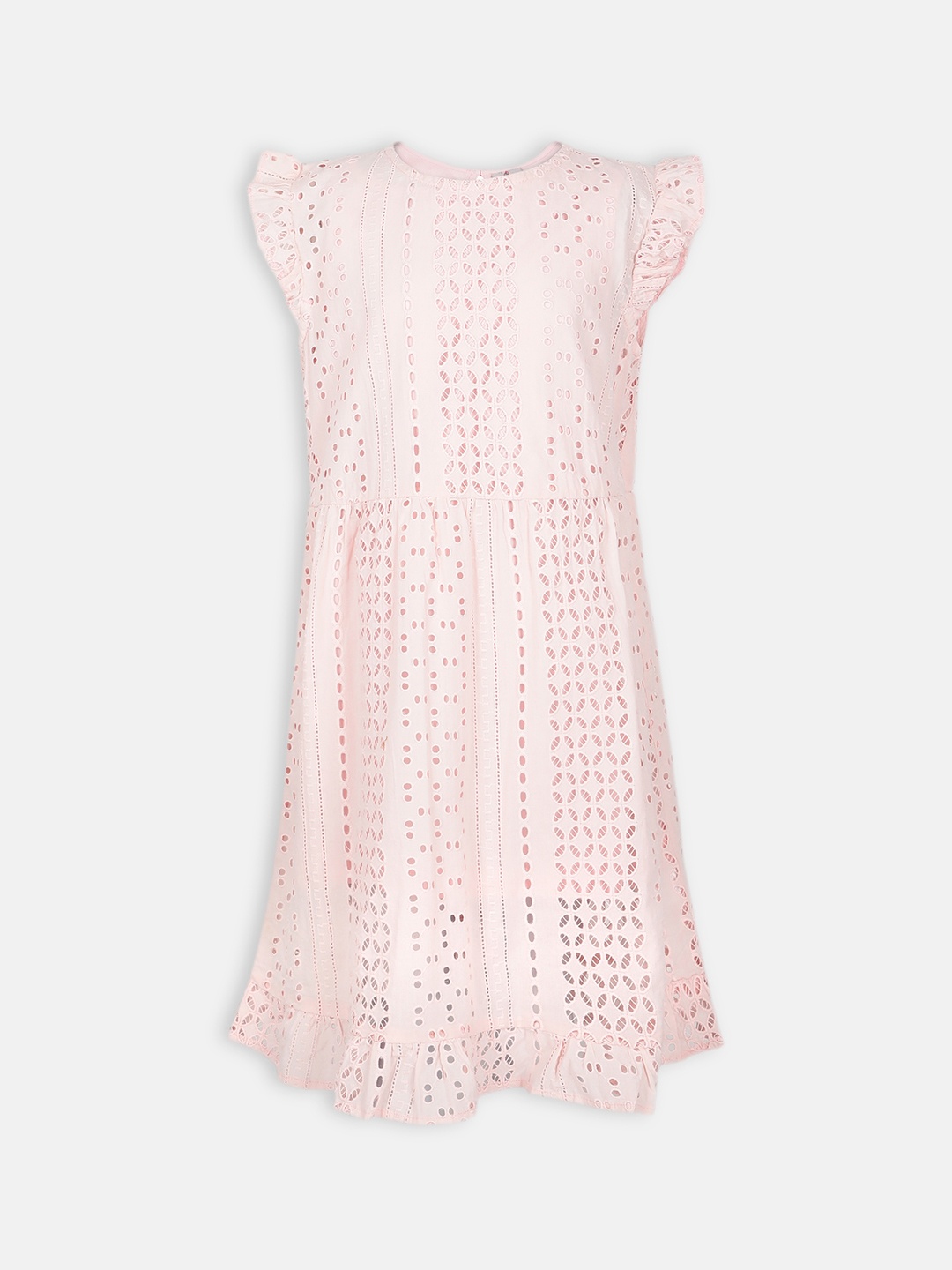 

Oxolloxo Girls Pink Self Design Fit and Flare Dress