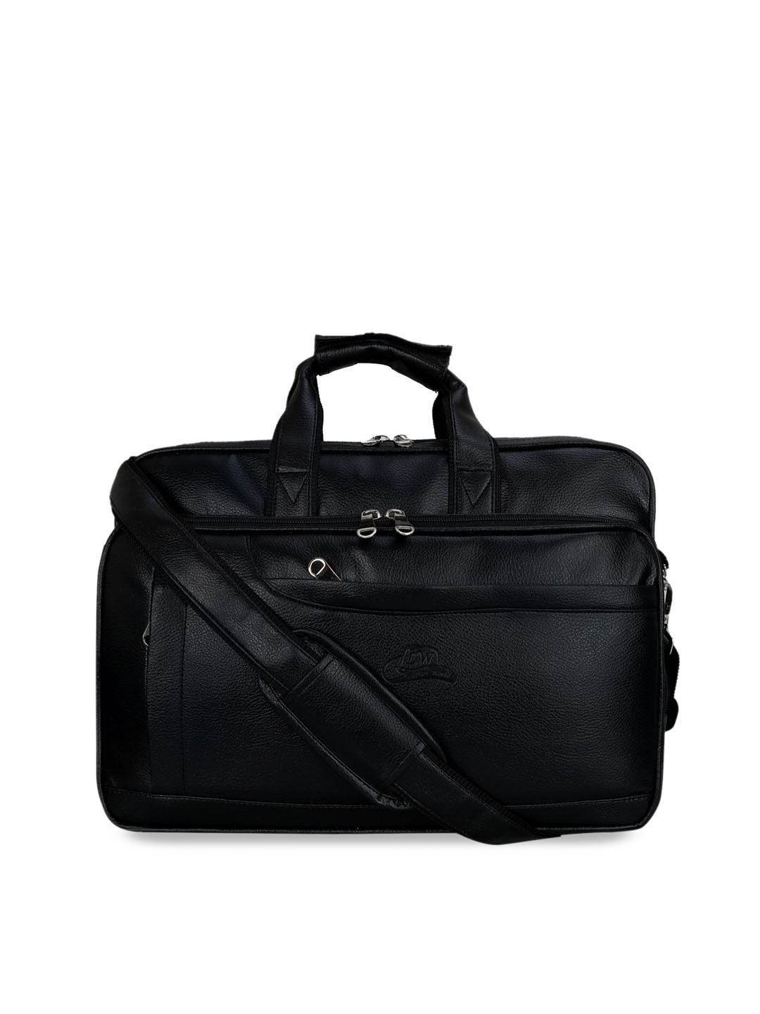 

Leather World Unisex Black Solid Laptop Bag