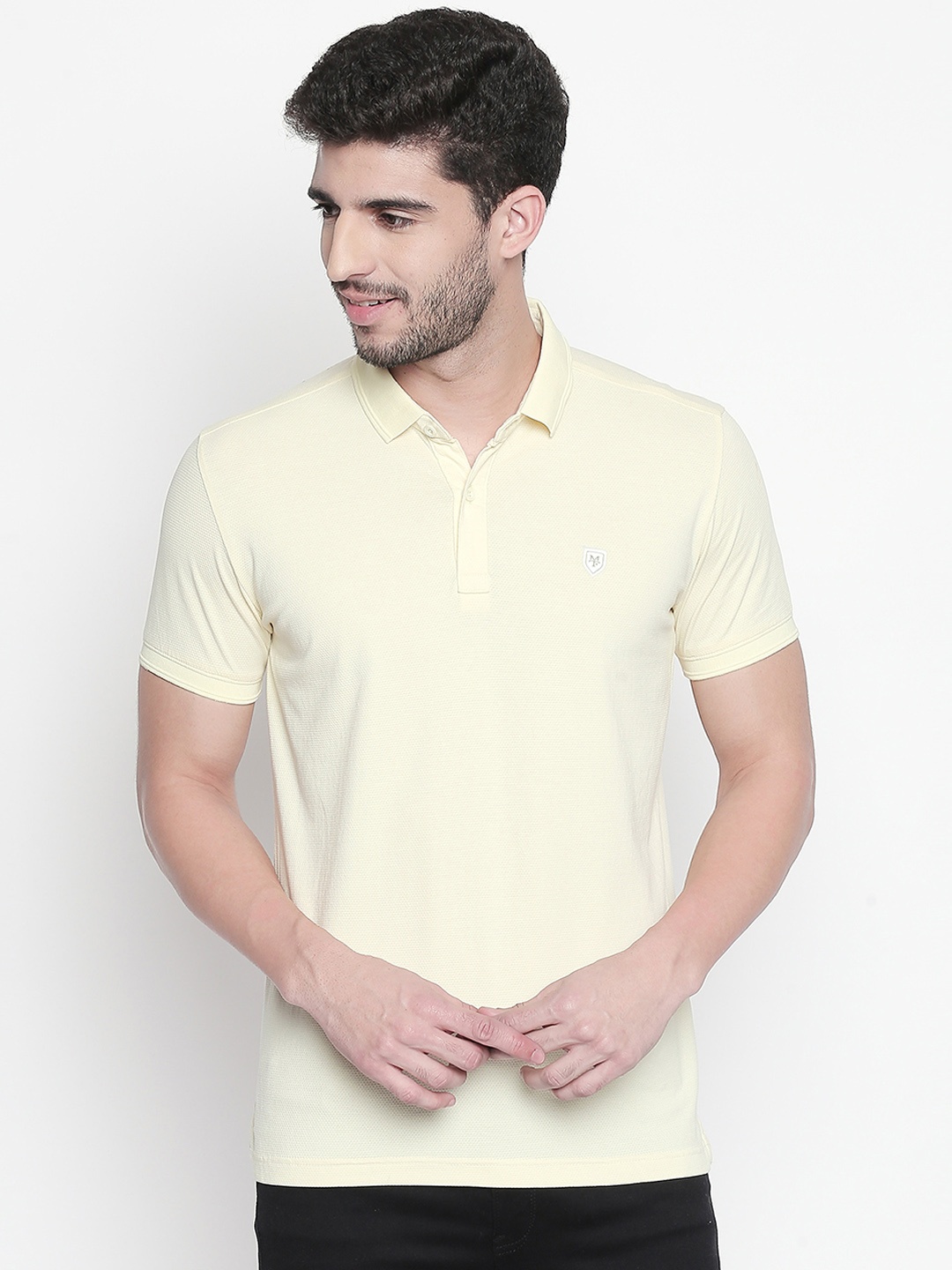 

Mufti Men Yellow Solid Slim Fit Polo Collar T-shirt