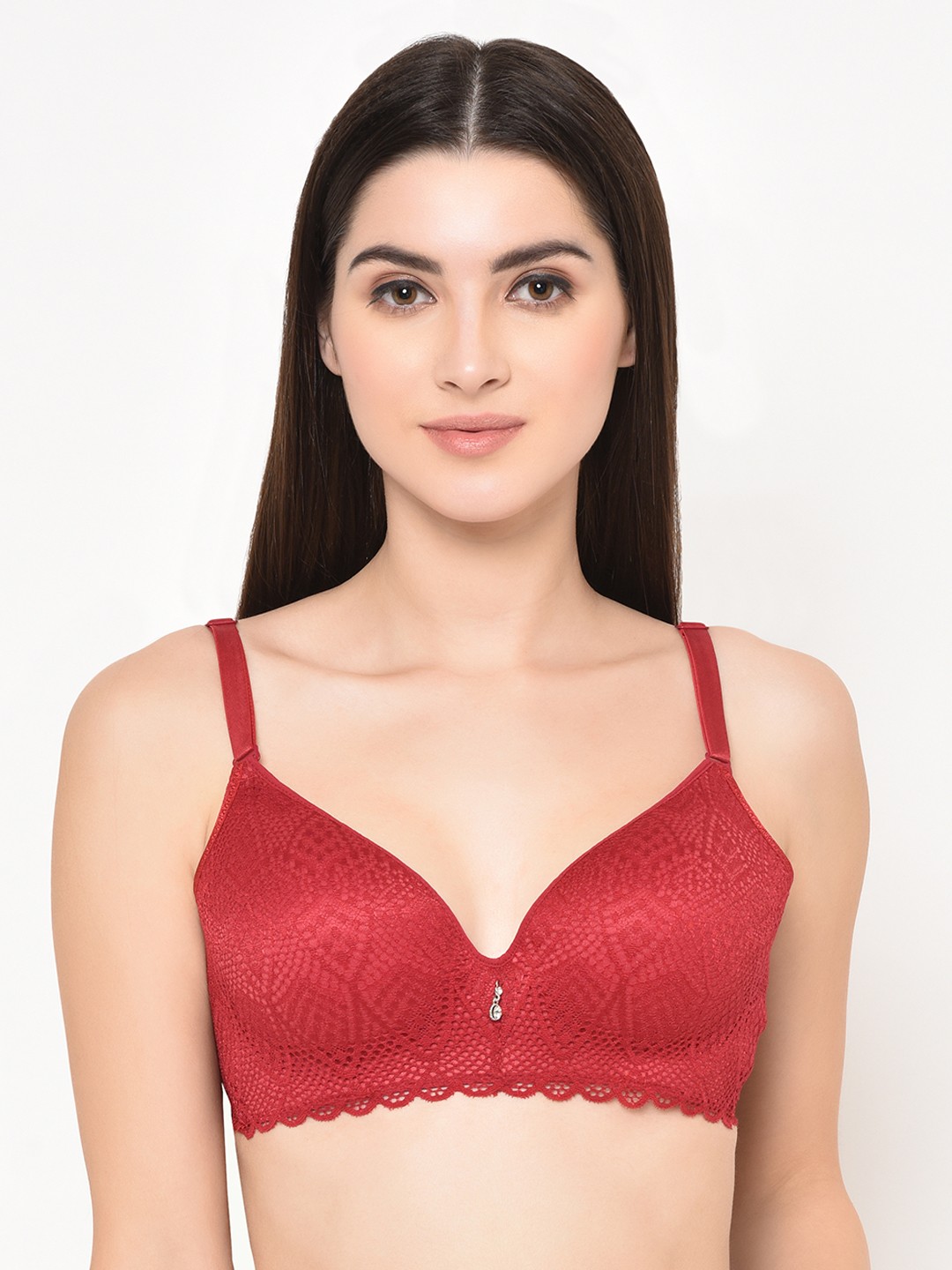 

Da Intimo Red Lace Underwired Lightly Padded Everyday Bra DI-1278-C20
