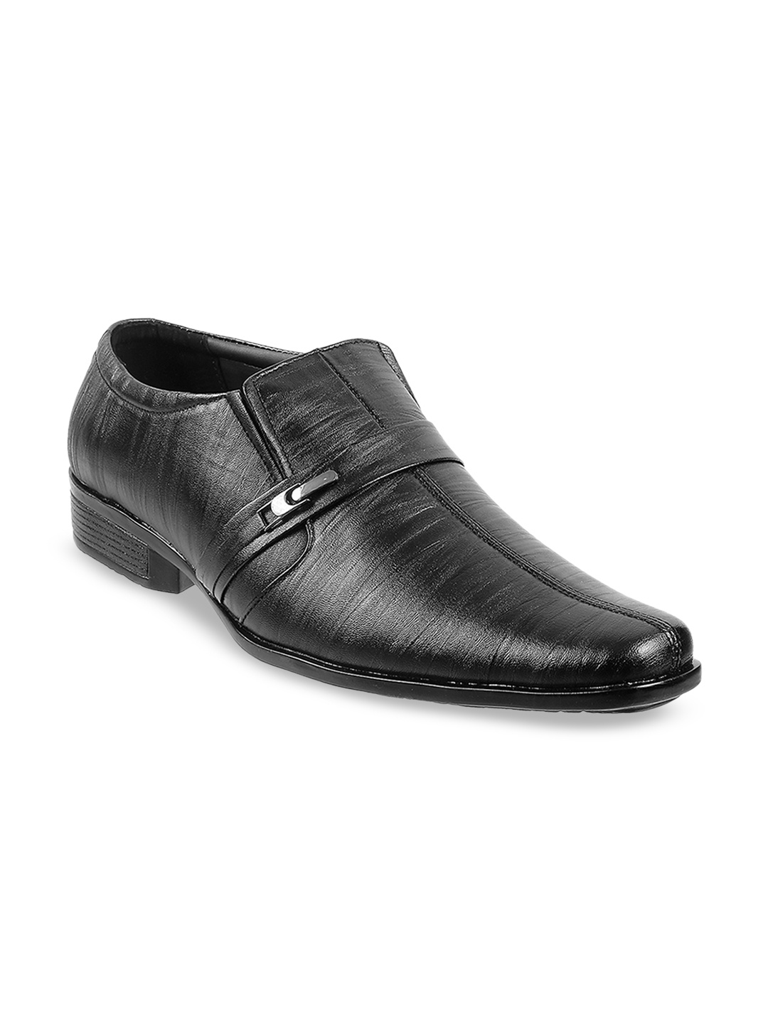 

WALKWAY by Metro Men Black Solid Formal Slip-Ons