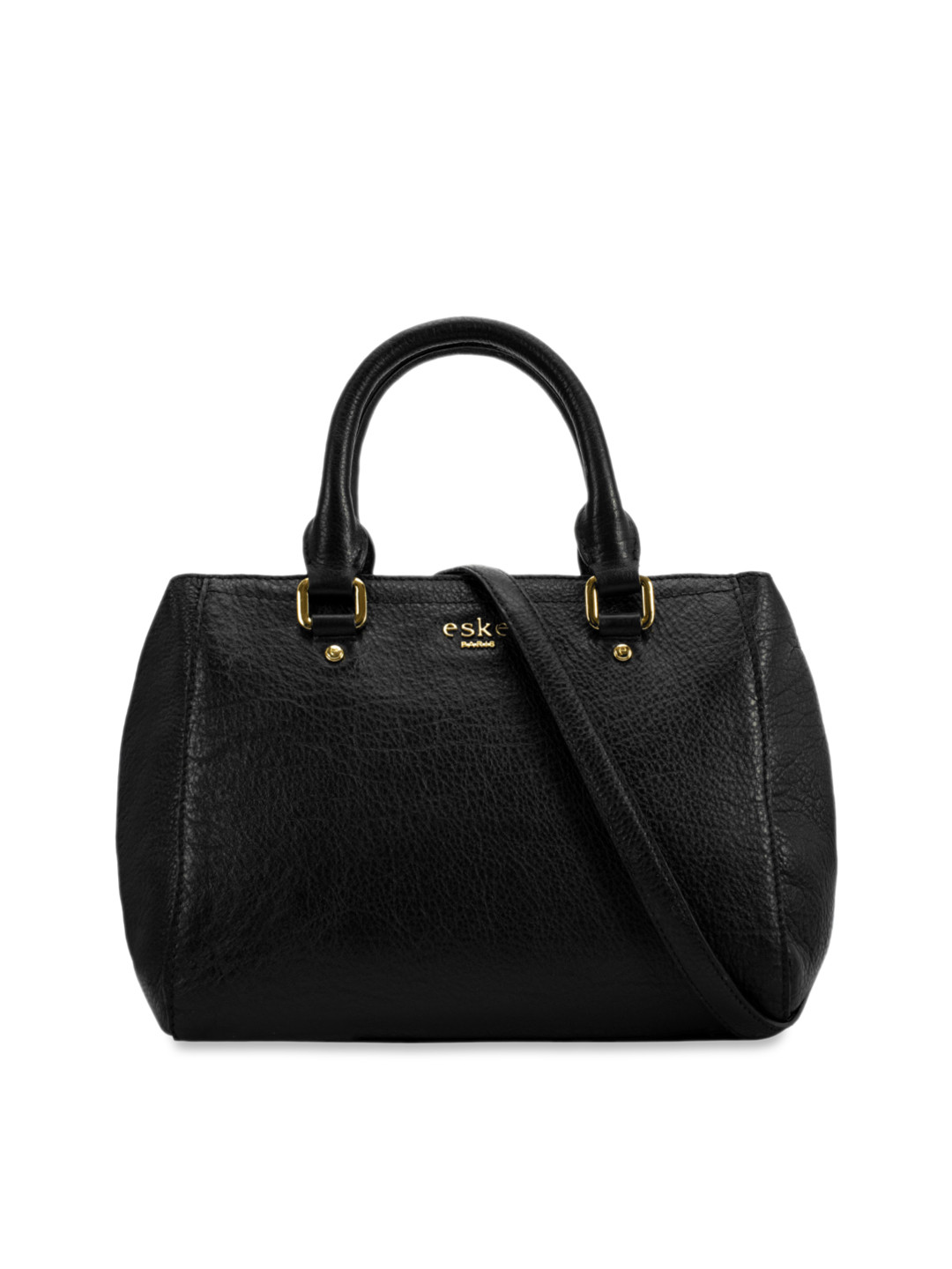 

Eske Black Solid Handheld Leather Bag