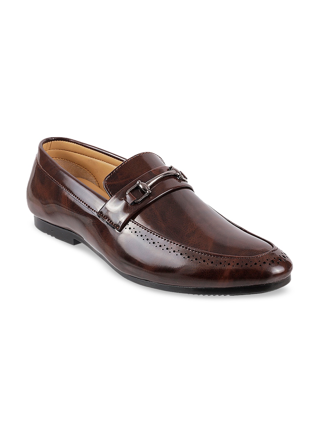 

WALKWAY by Metro Men Brown Solid Formal Slip-Ons
