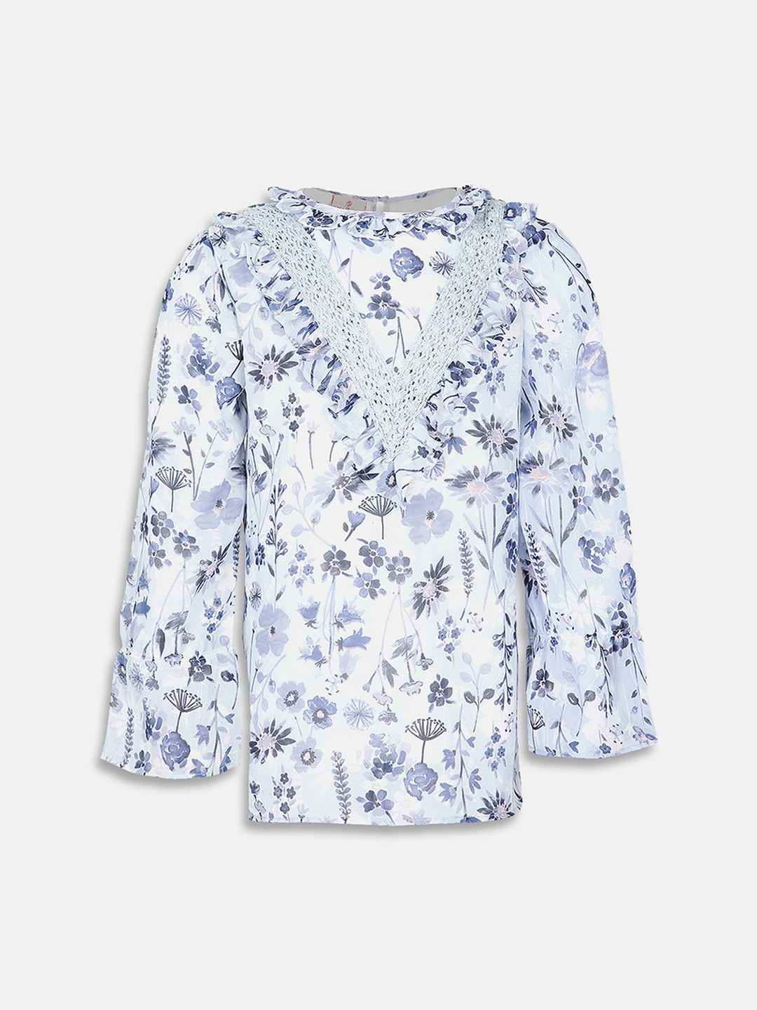 

Oxolloxo Girls Blue & White Floral Print Top