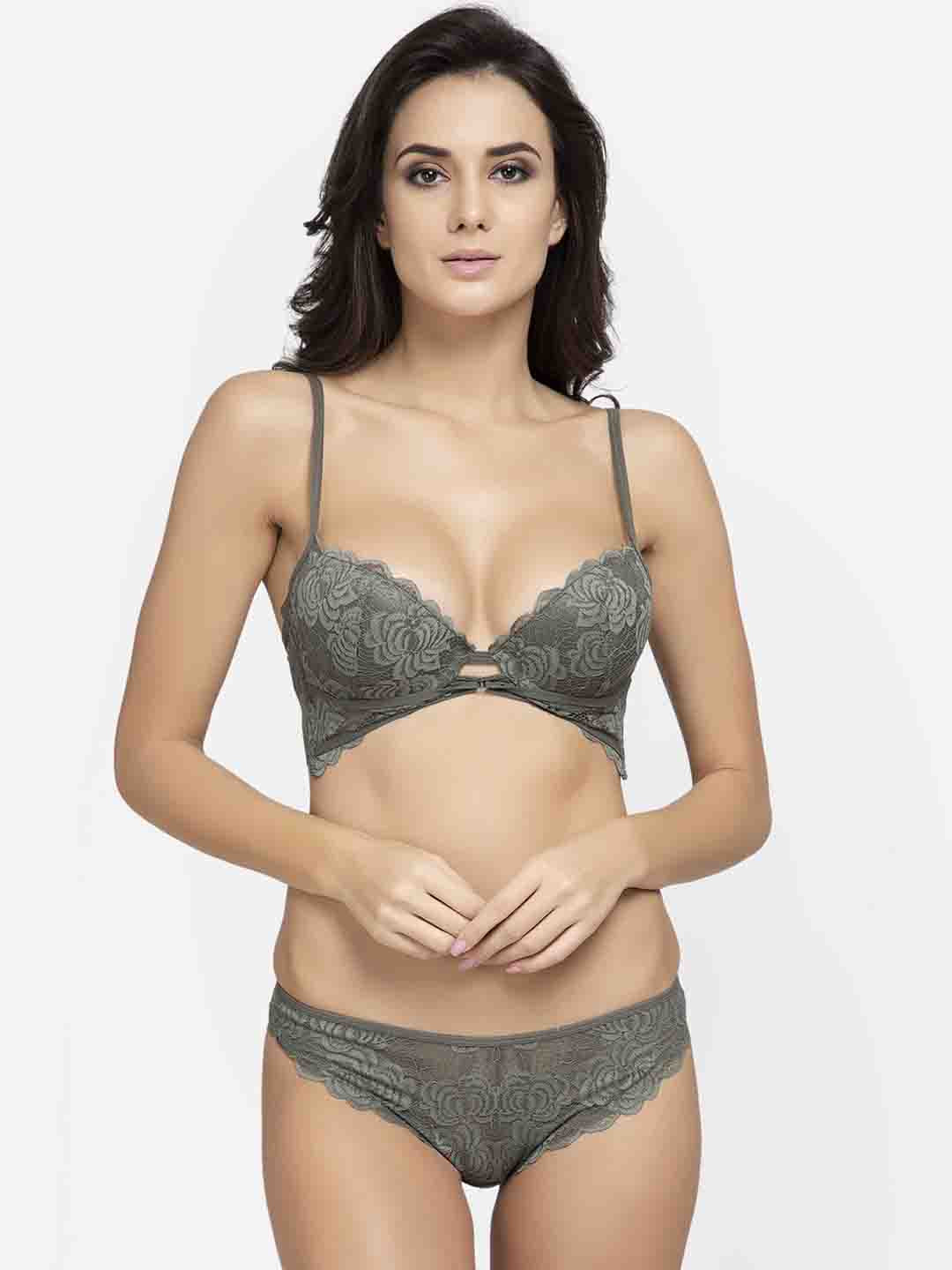 

AVANT-GARDE PARIS Women Green Solid Lace Lingerie Set 662373954429