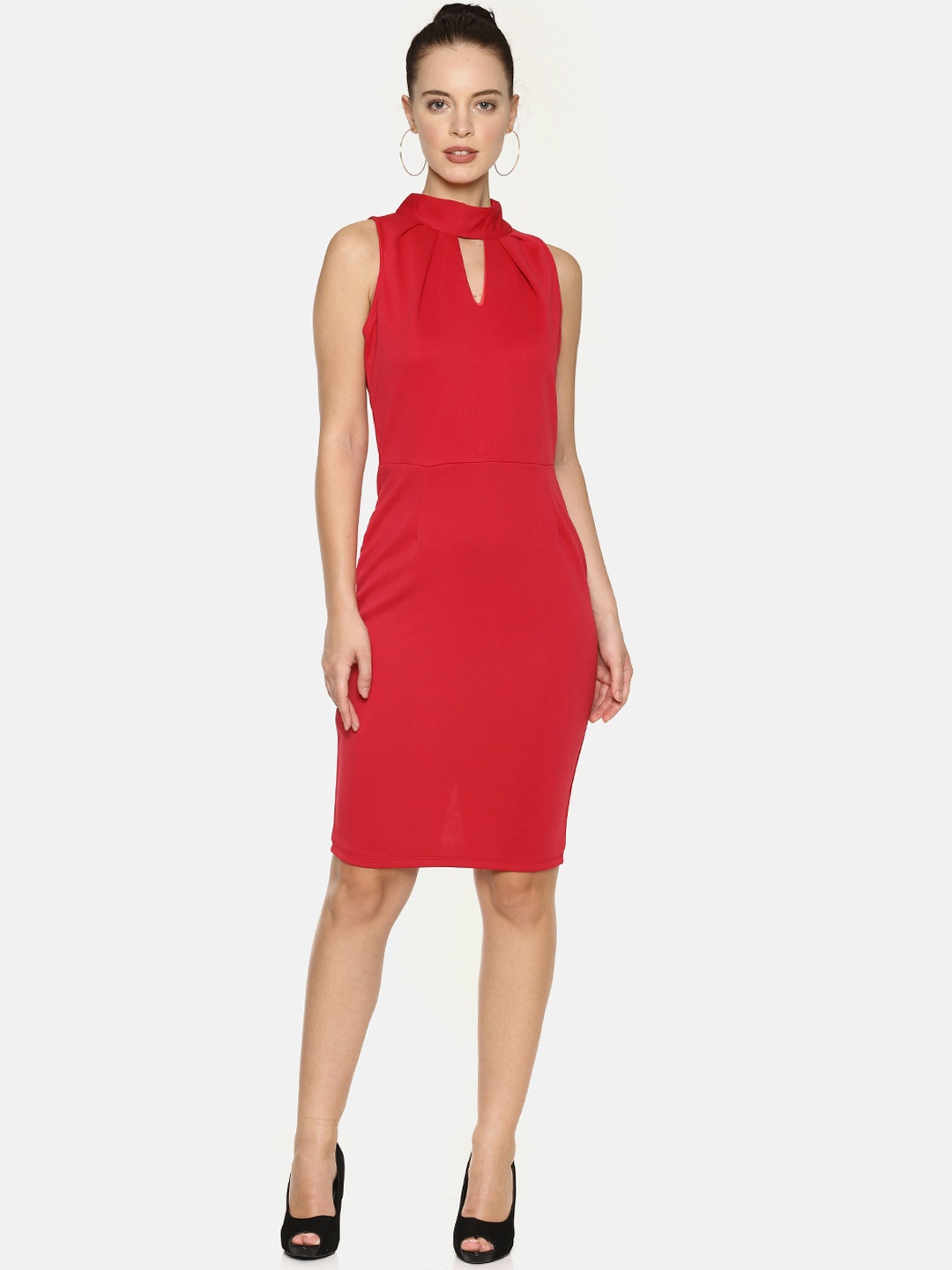 

AARA Women Red Solid Sheath Dress