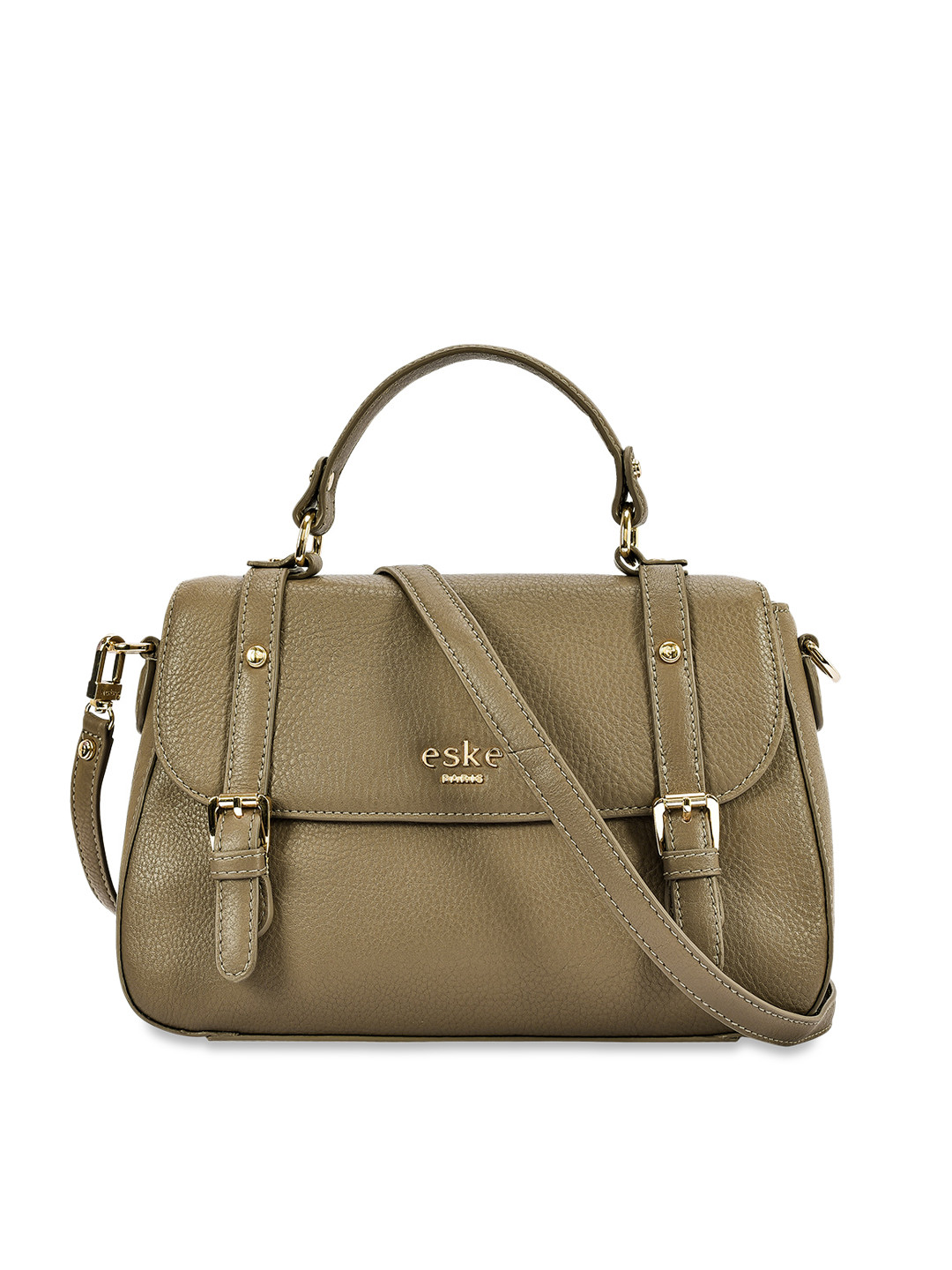 

Eske Taupe Solid Handheld Leather Bag