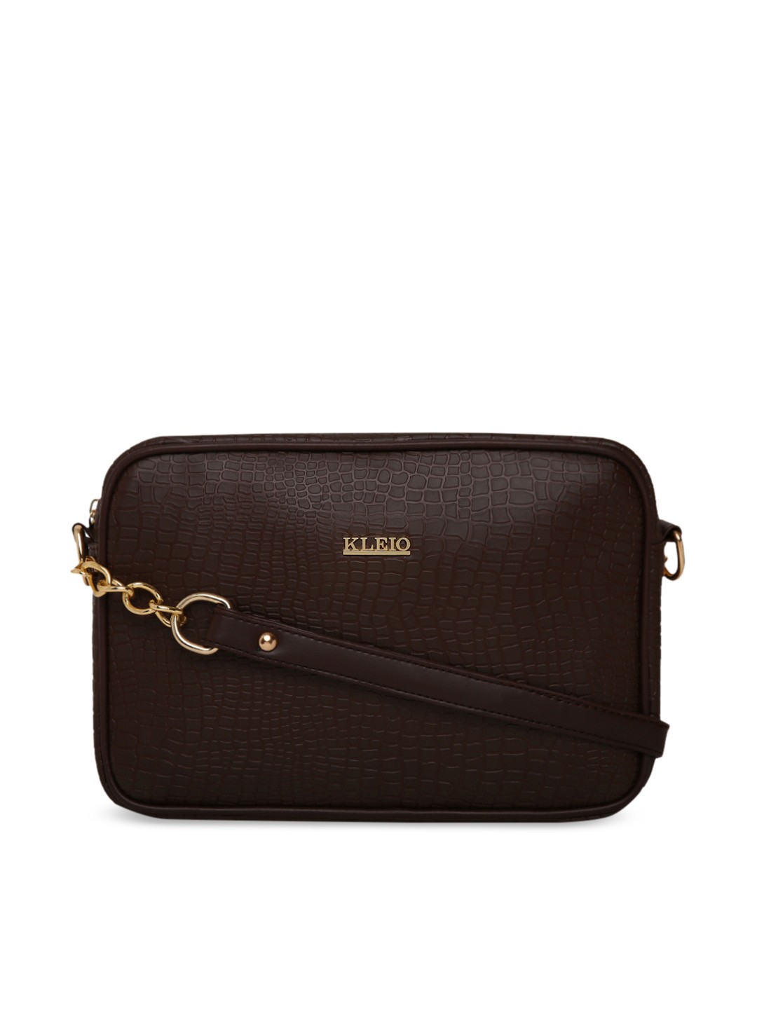 

KLEIO Brown Crocskin Textured Sling Bag