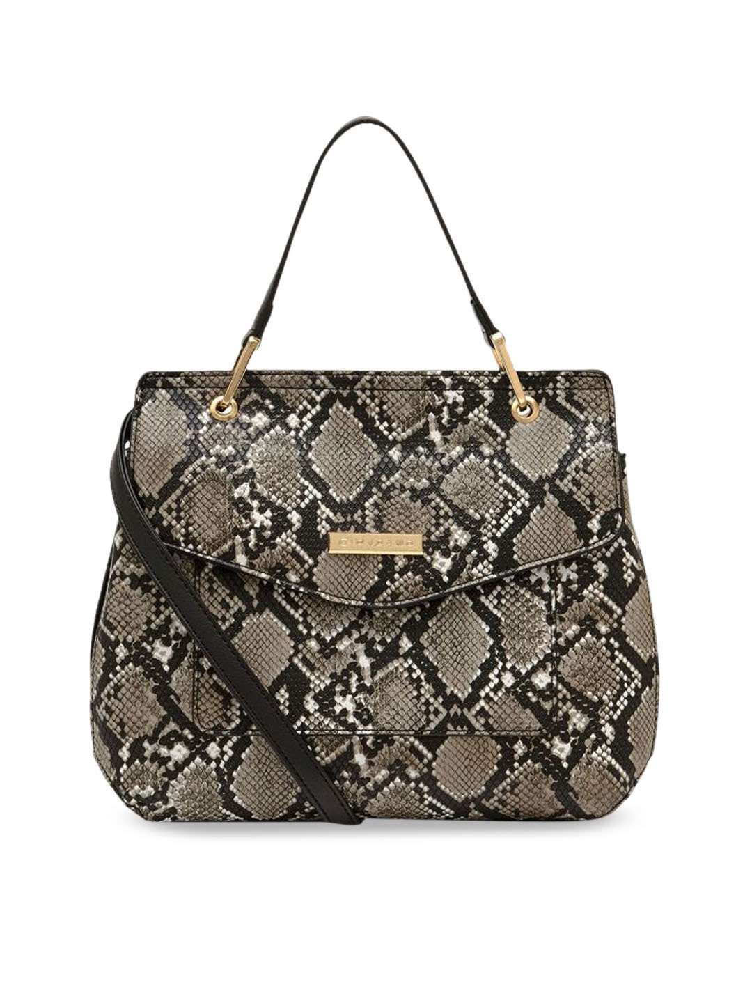 

GIORDANO Grey & Black Animal Skin Textured Handheld Bag