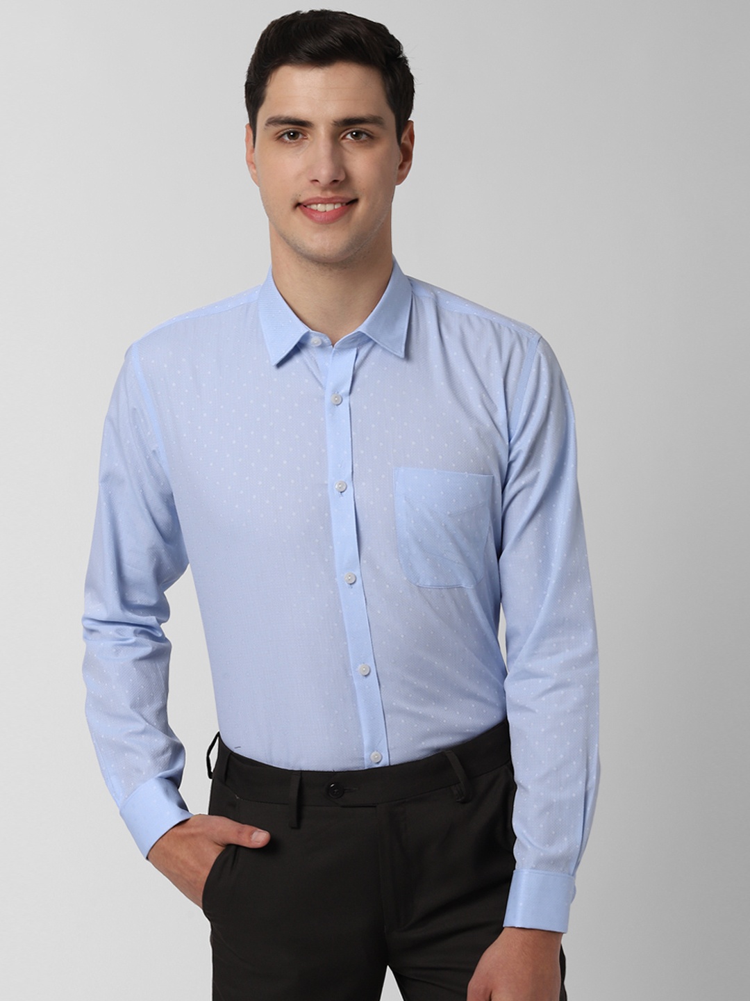 Peter England Men Blue Regular Fit Printed Formal Shirt