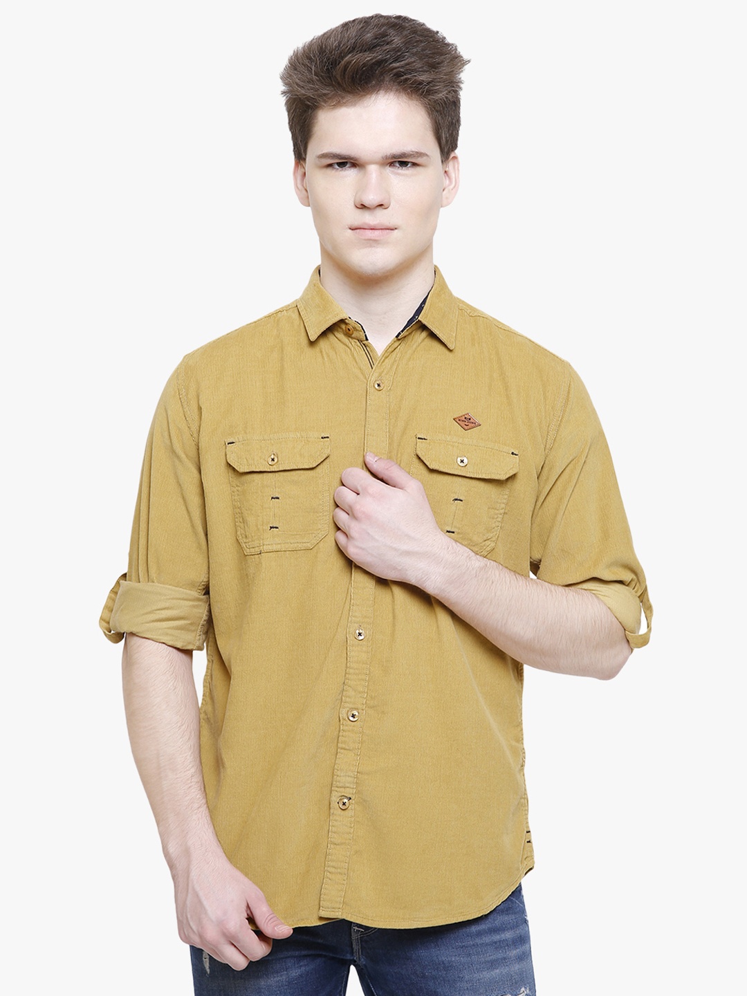 Kuons Avenue Men Beige Smart Slim Fit Solid Casual Shirt