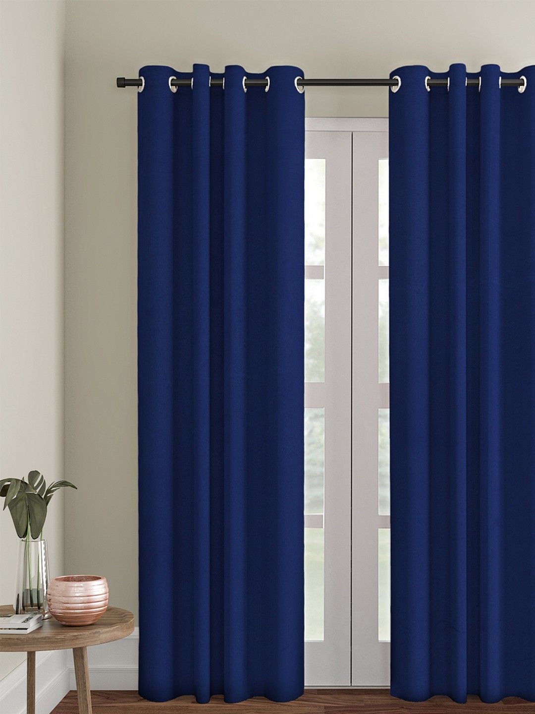 

eyda Navy Blue Single Semi Blackout Long Door Curtain