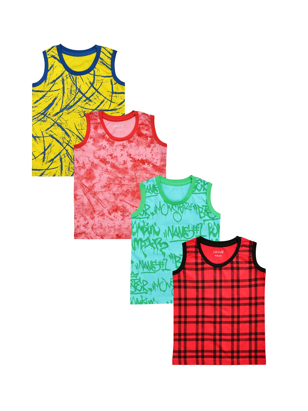 

Luke & Lilly Boys Pack Of 4 Multicoloured Printed Round Neck T-shirts, Red