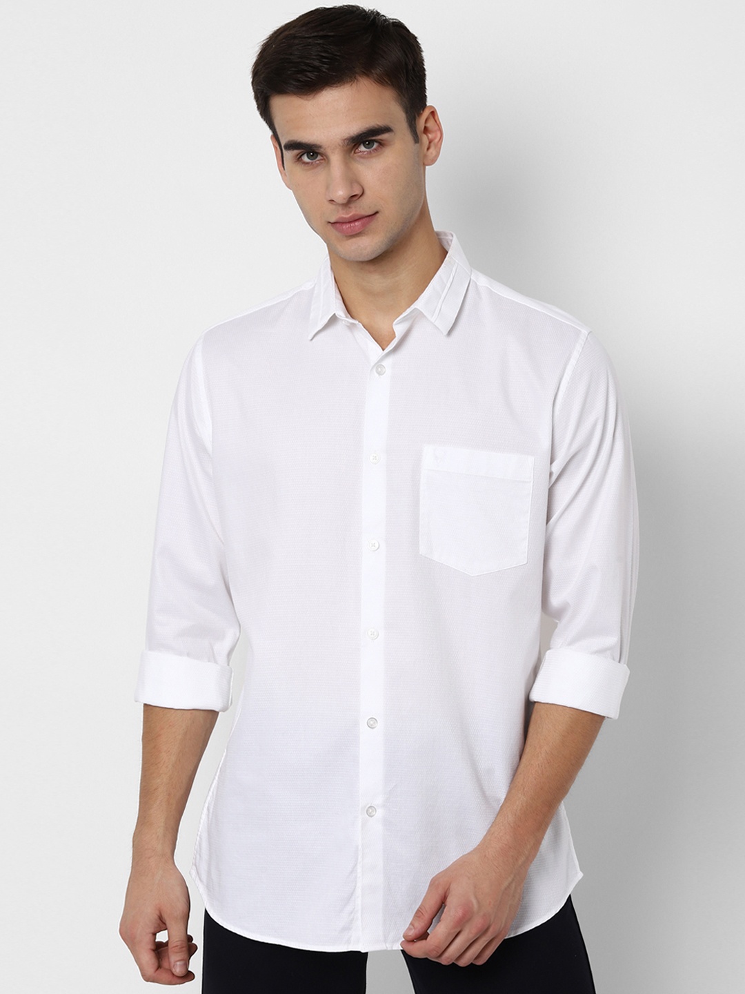 Allen Solly Men White Slim Fit Solid Casual Shirt