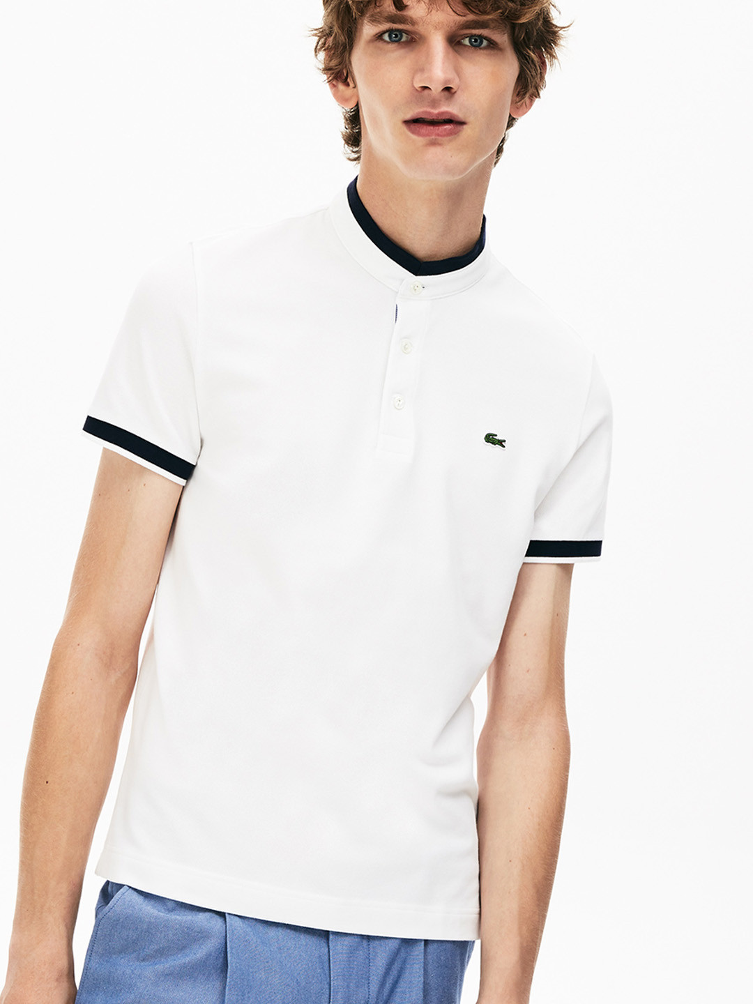 

Lacoste Men White Solid Slim Fit Cotton Polo